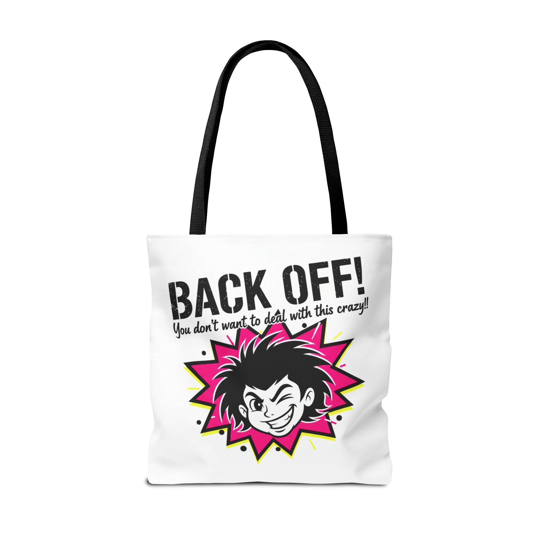 Back Off! Graphic Tote Bag — Funny Retro Punk Design