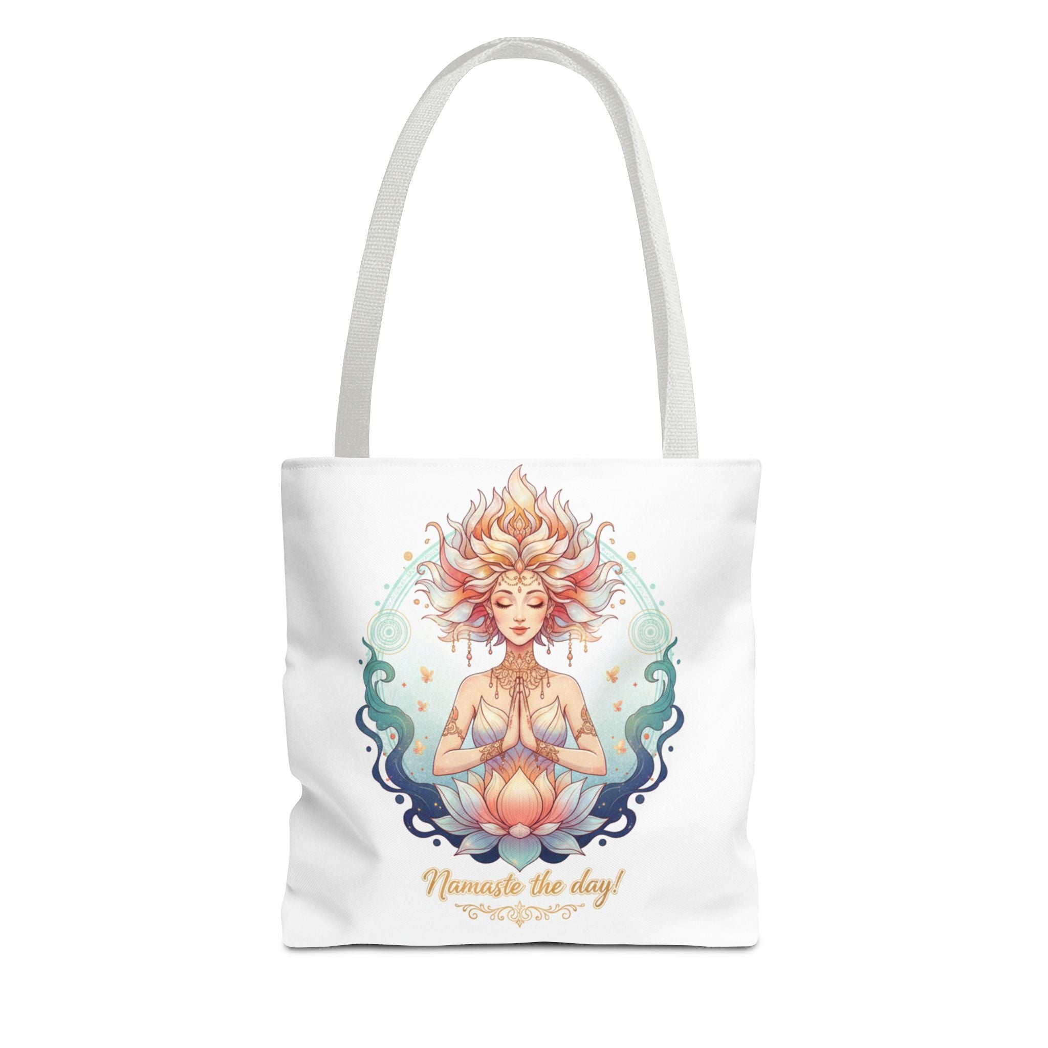 Yoga Lotus Tote Bag — "Namaste the day!" Meditation Canvas Tote