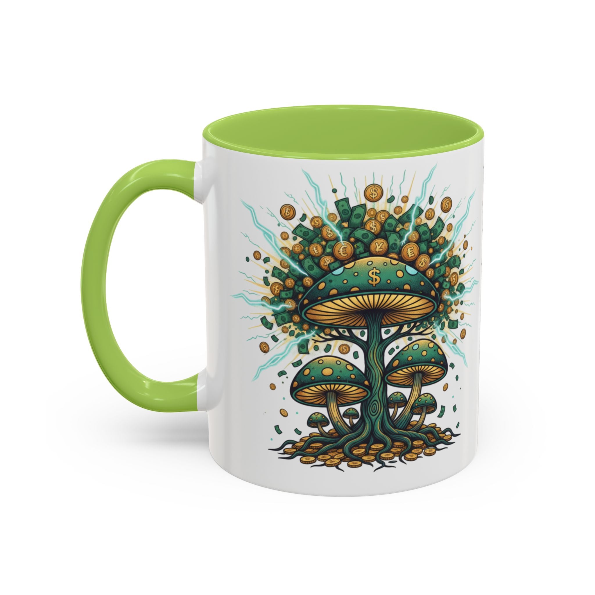 Accent Coffee Mug — 'Money Flows to Me Freely' Mushroom Abundance Design (11/15oz)