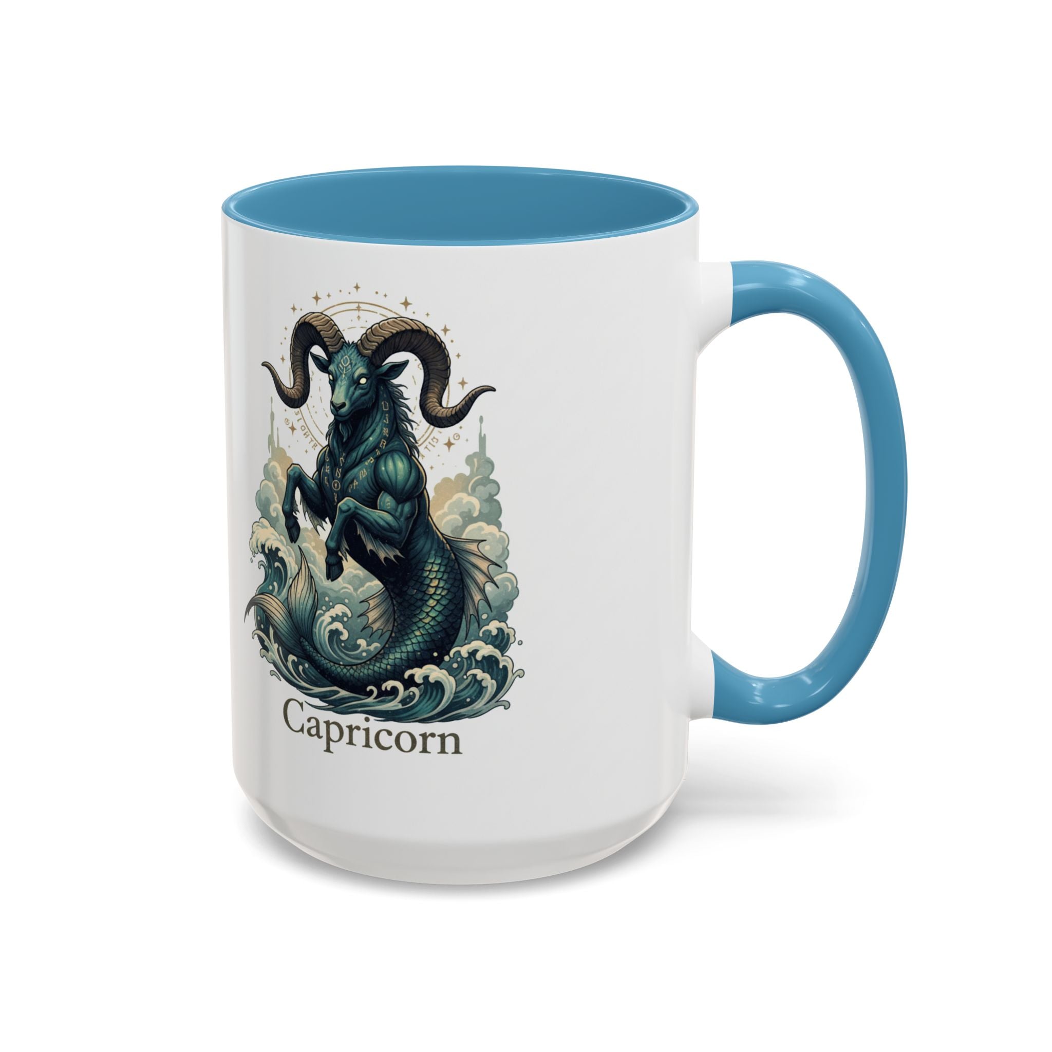 Capricorn Sea-Goat Accent Coffee Mug — Zodiac Astrology Ceramic Gift (11/15oz)