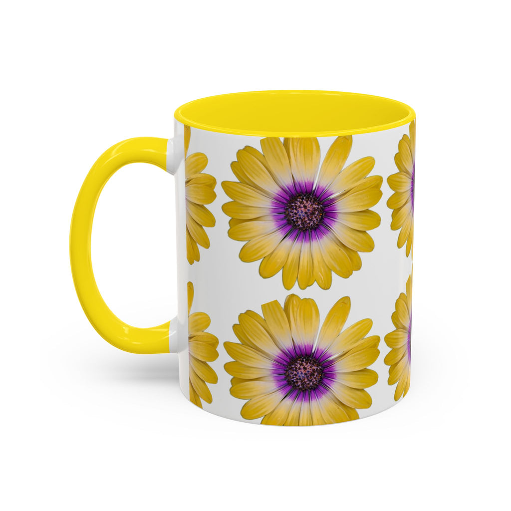 Yellow Purple Daisy Accent Coffee Mug – Floral Pattern 11/15oz