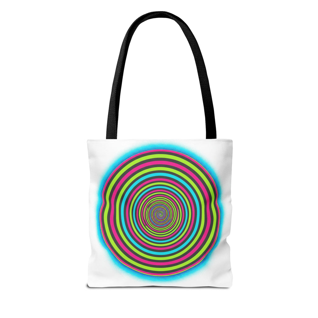 Psychedelic Spiral Tote Bag — Colorful Vortex All-Over Print Tote