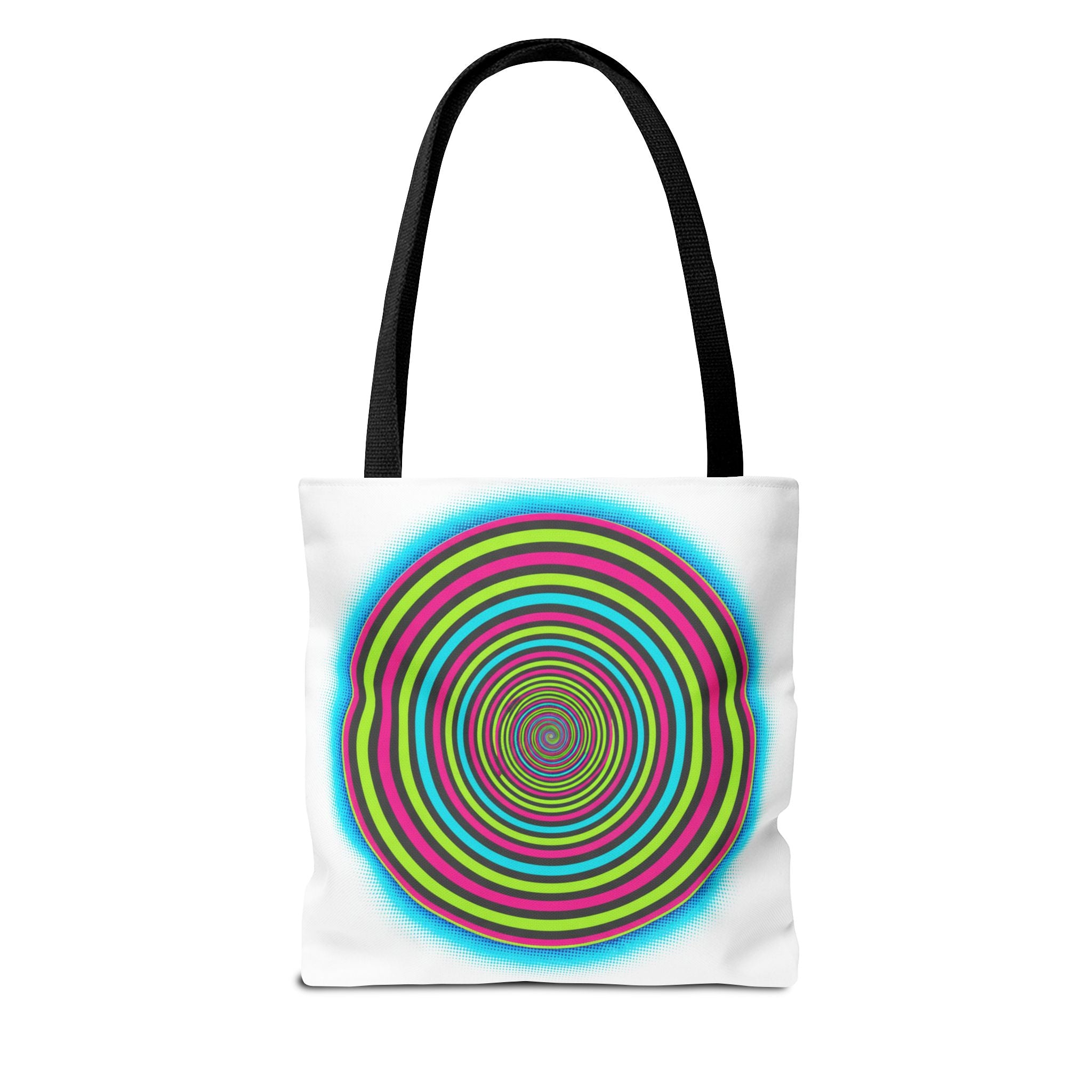 Psychedelic Spiral Tote Bag — Colorful Vortex All-Over Print Tote