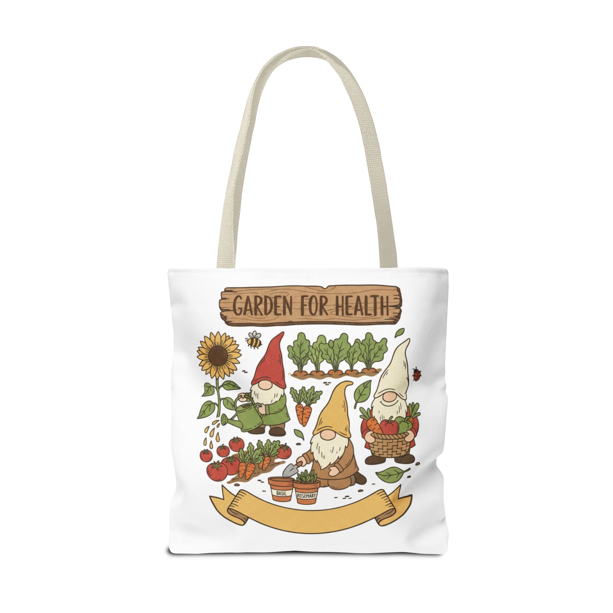 Garden Gnome Tote Bag - "Garden For Health" Cute Eco Shopper