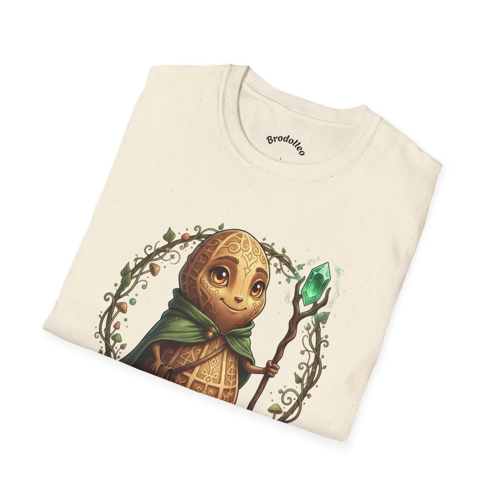Fantasy Forest Wizard T-Shirt — Cute Turtle Mage with Emerald Staff