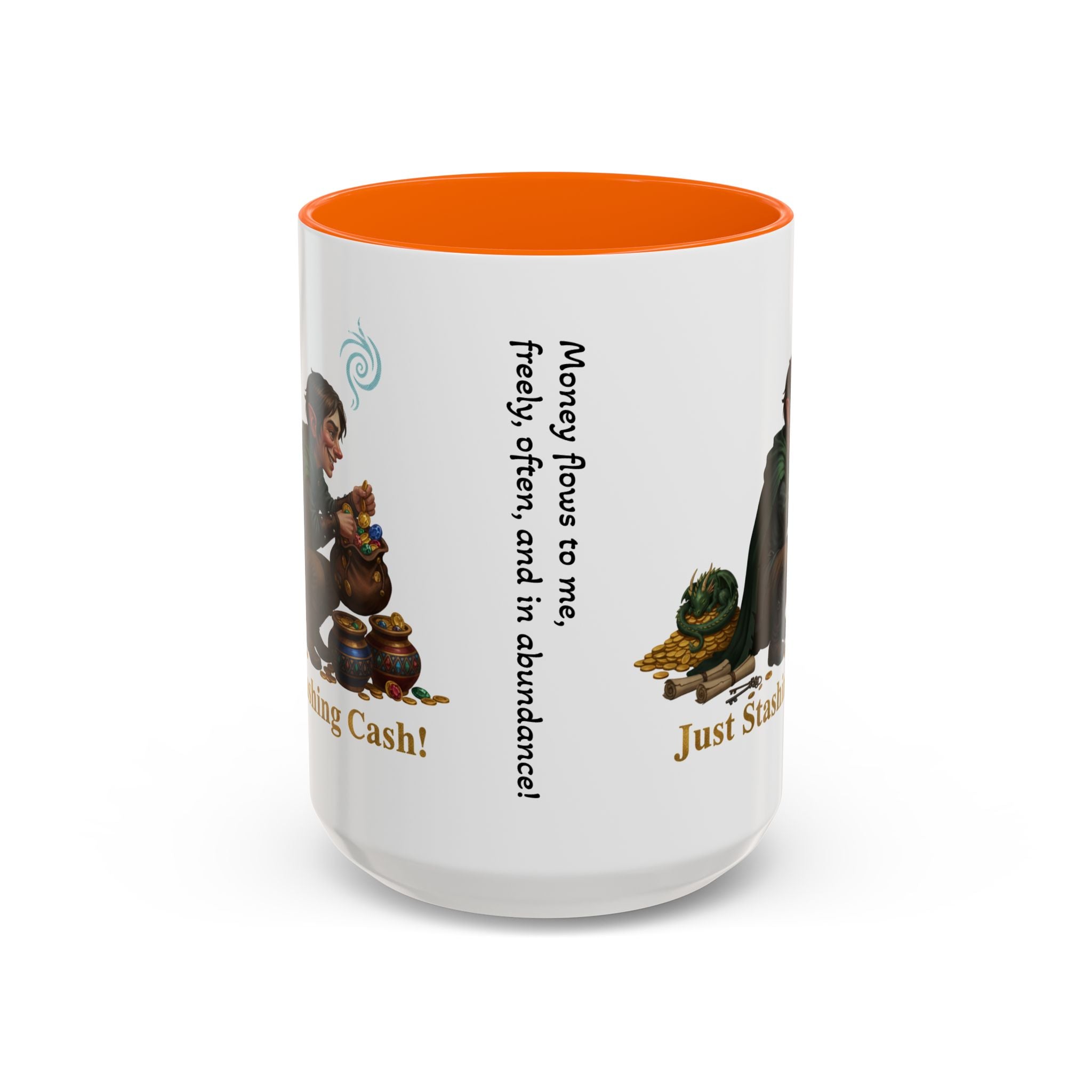 Accent Coffee Mug — "Just Stashing Cash!" Fantasy Gnome Money Mug (11/15oz)