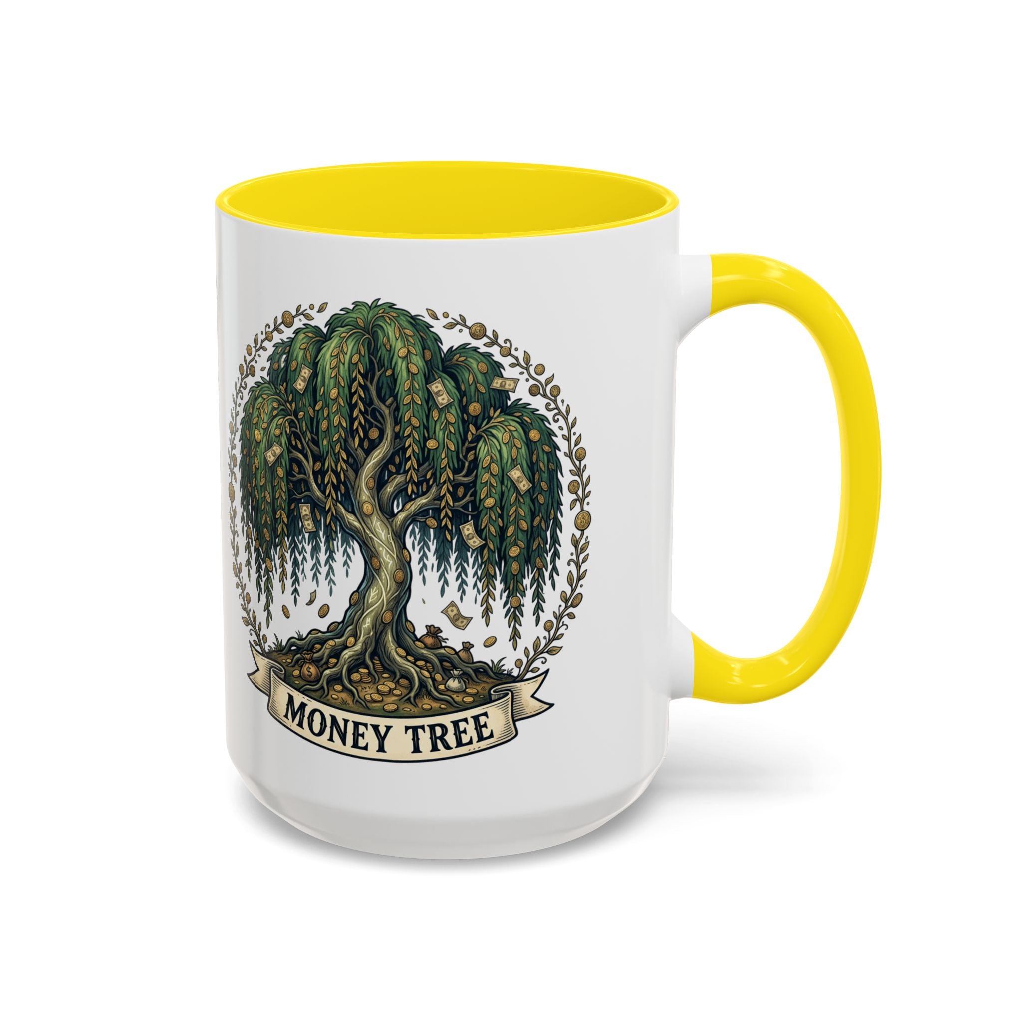 Money Tree Accent Coffee Mug — Inspirational 11/15oz Ceramic Mug with "Money Tree" Design