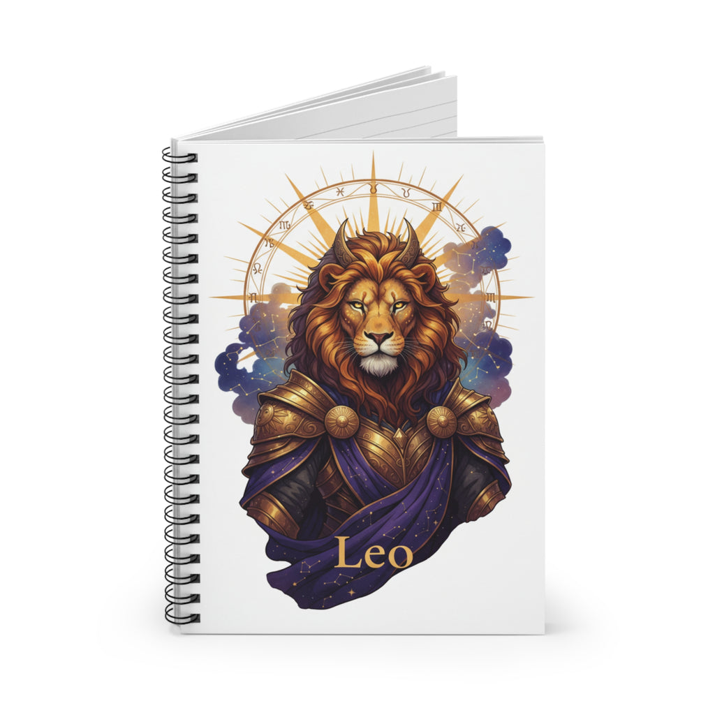 Leo Zodiac Spiral Notebook — Regal Lion Astrology Journal (Ruled)