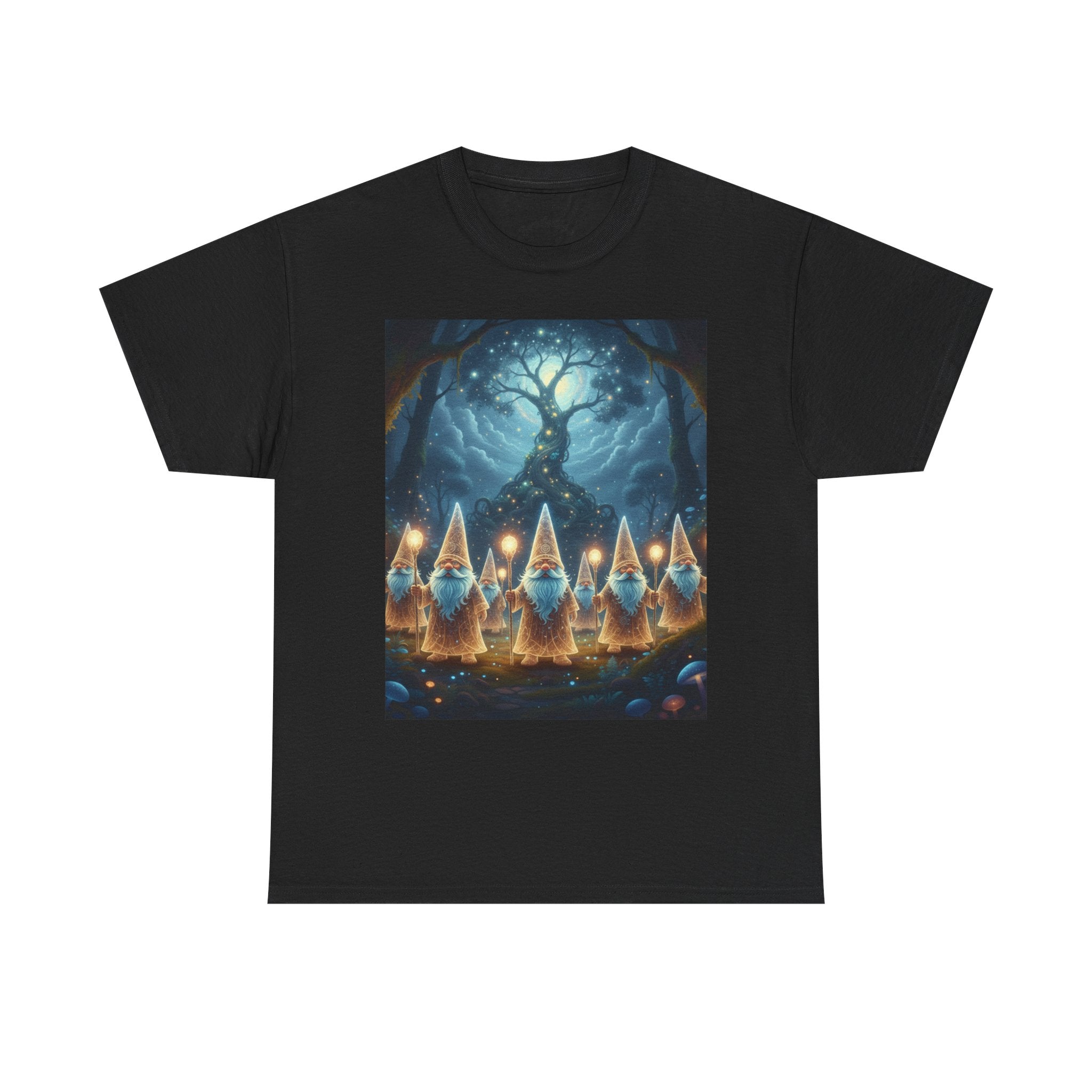 Gnome Lanterns Tee — Whimsical Forest Gnomes Nightlight T-Shirt