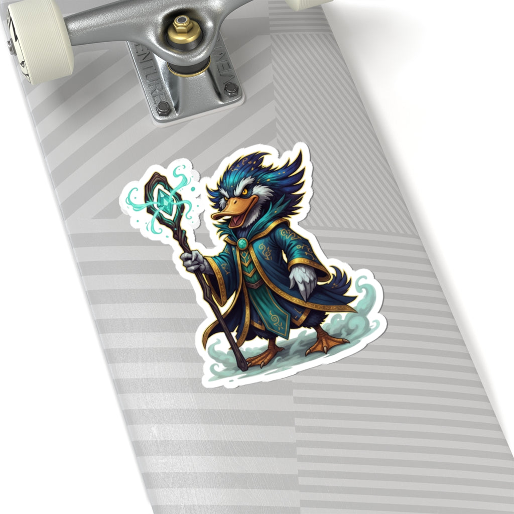 Arcane Duck Mage Sticker — Fantasy Wizard Kiss-Cut Vinyl