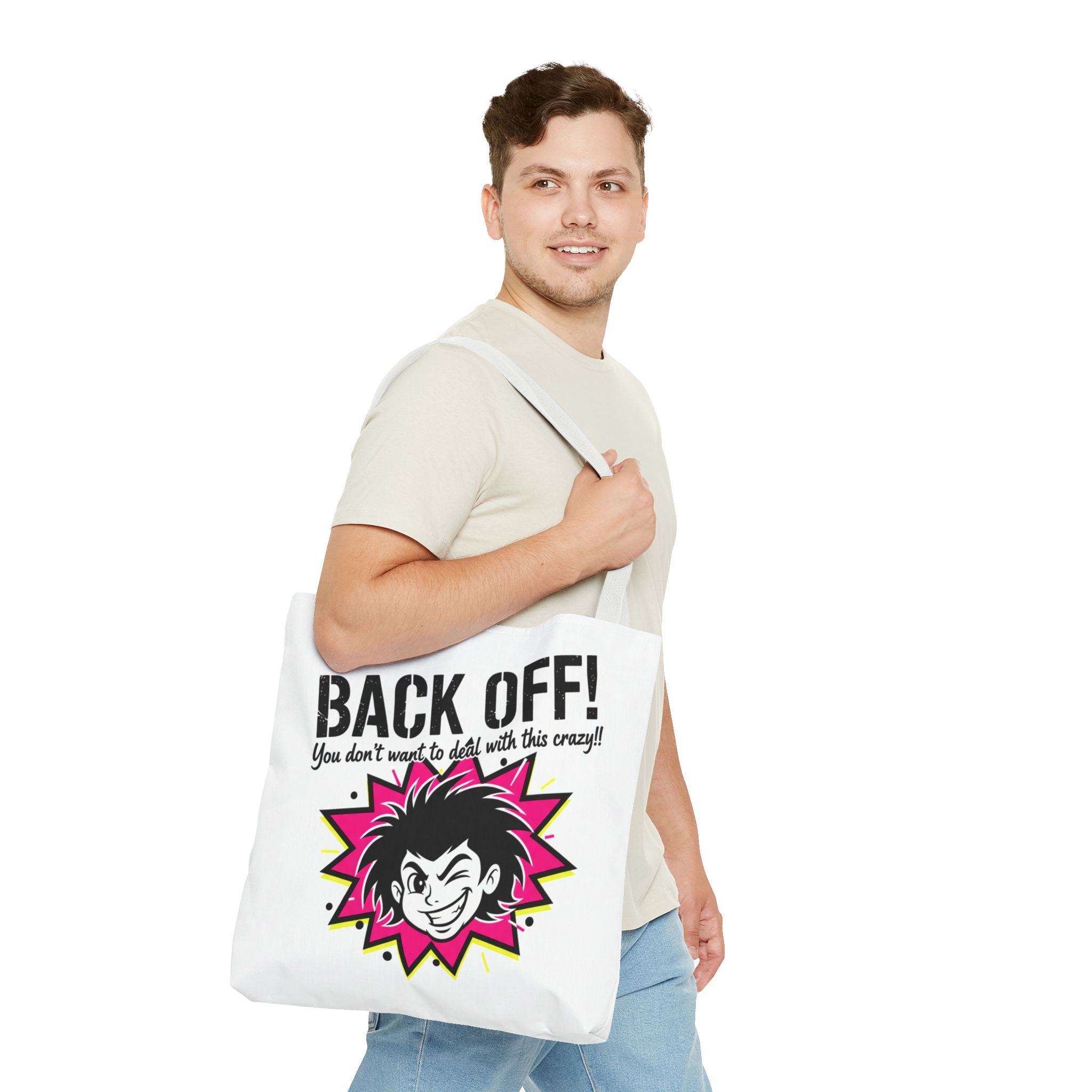 Back Off! Graphic Tote Bag — Funny Retro Punk Design