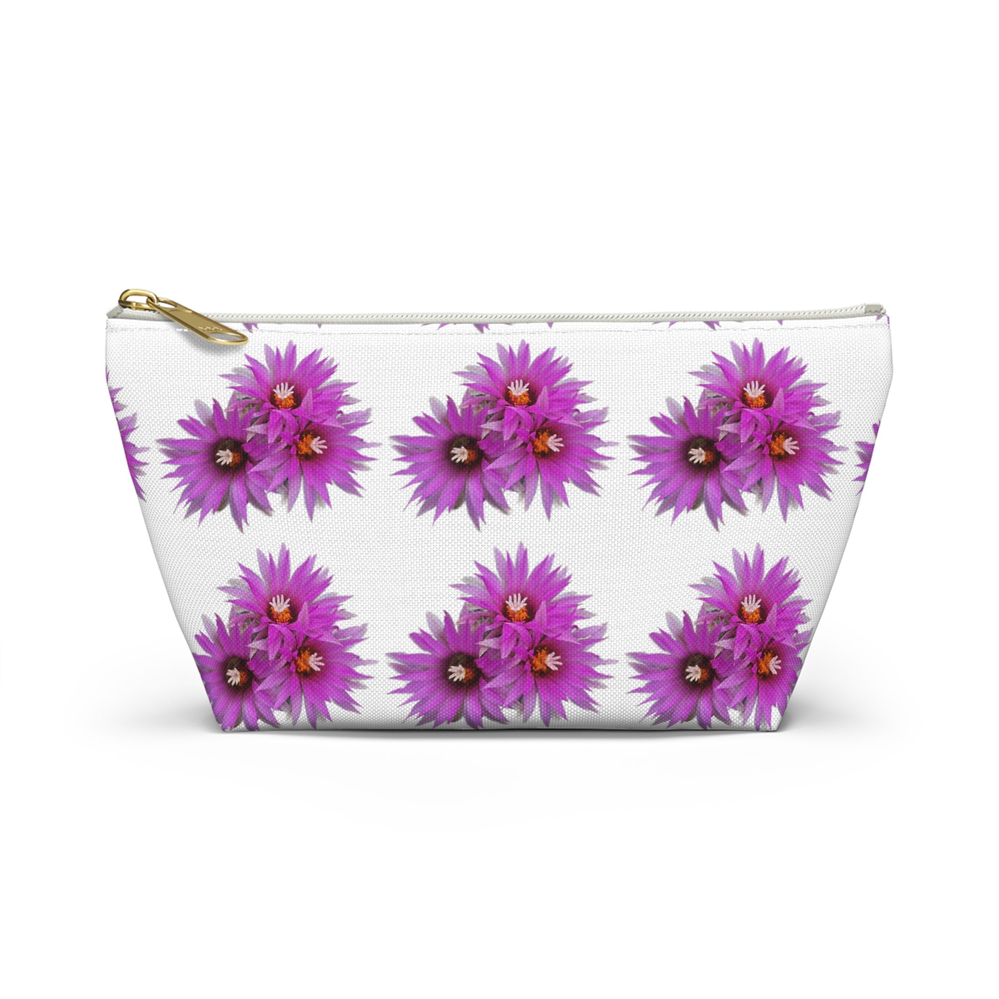 Purple Daisy Accessory Pouch — Floral Makeup & Travel T-Bottom Bag