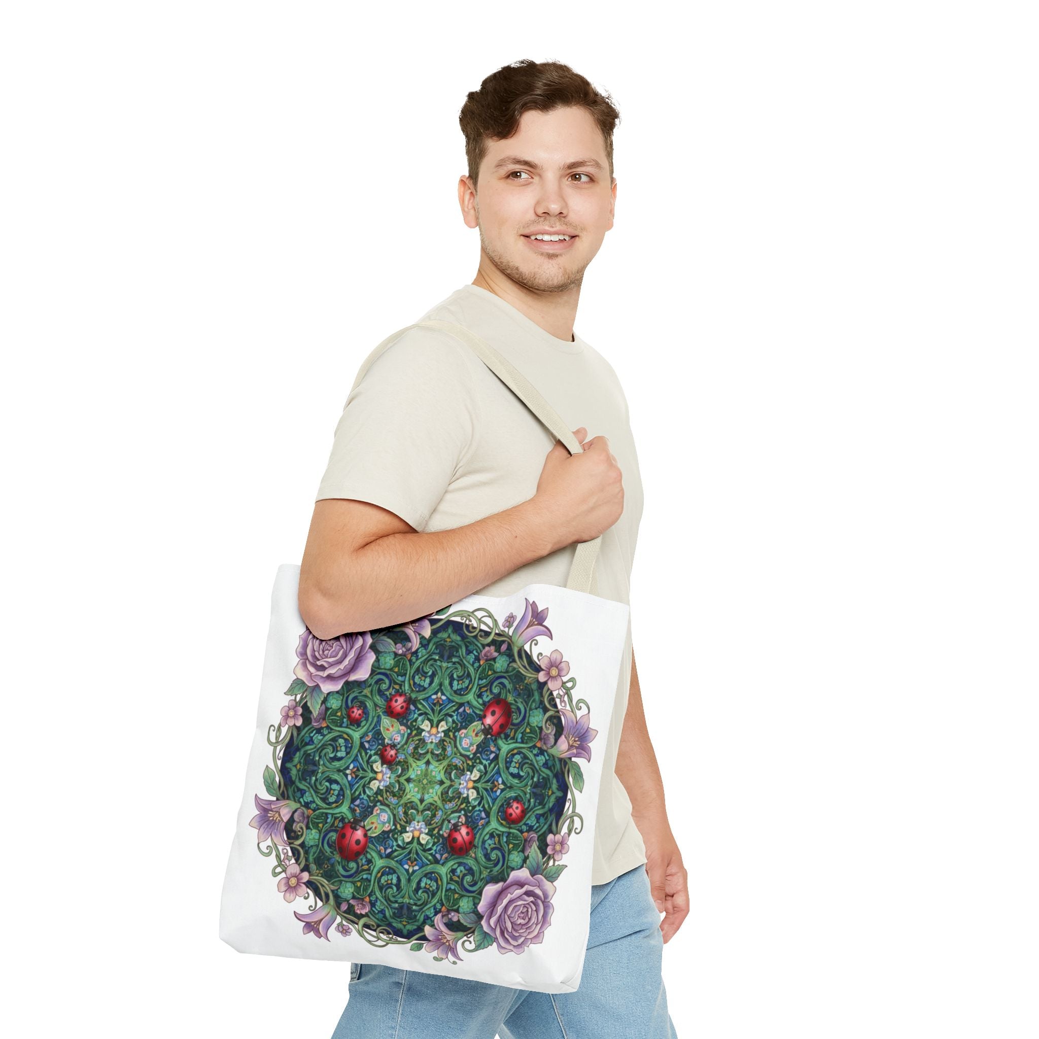 Floral Mandala Tote Bag – Ladybug & Rose Garden AOP Tote