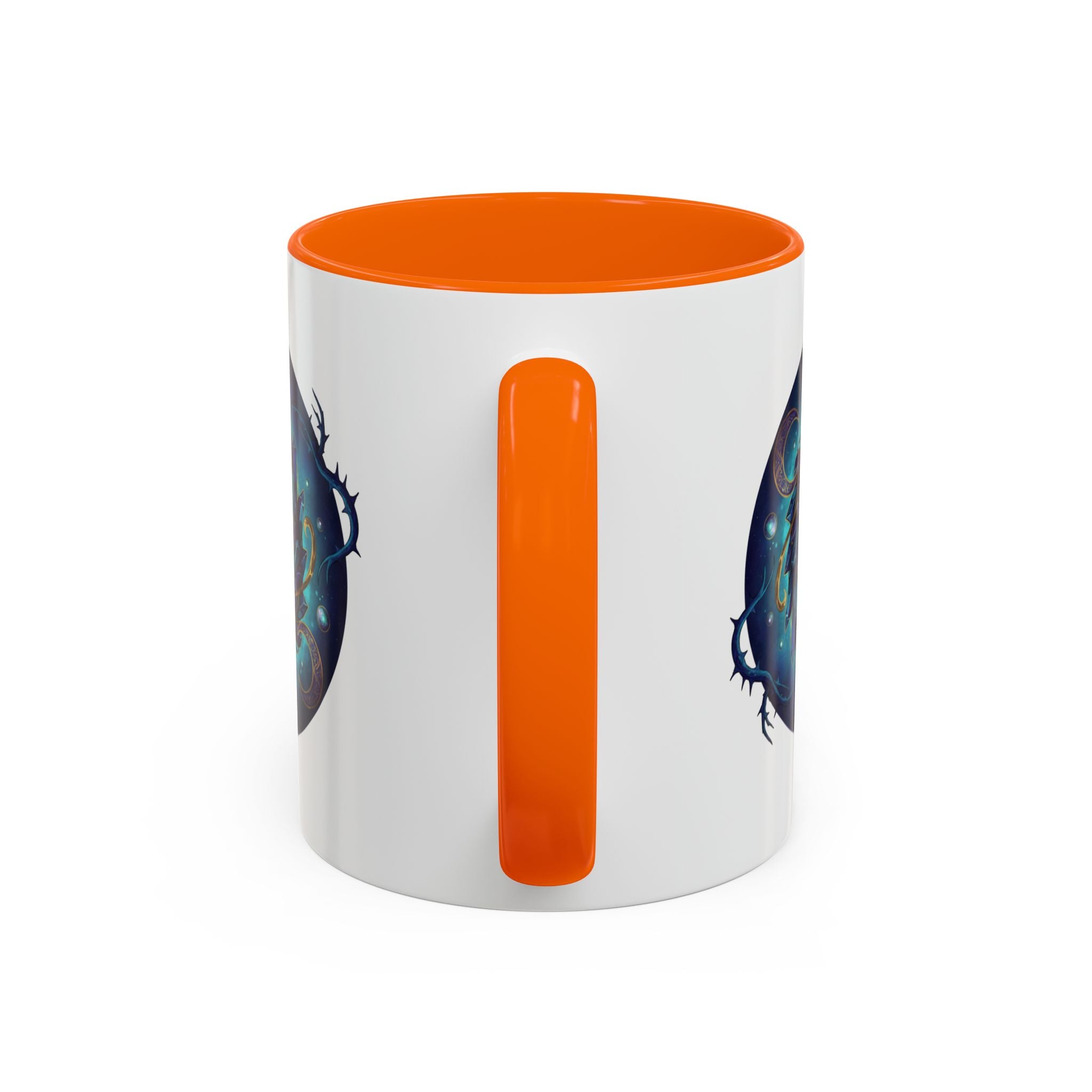 Galaxy Feather Spiral Accent Mug — Cosmic Boho Coffee Cup (11/15oz)