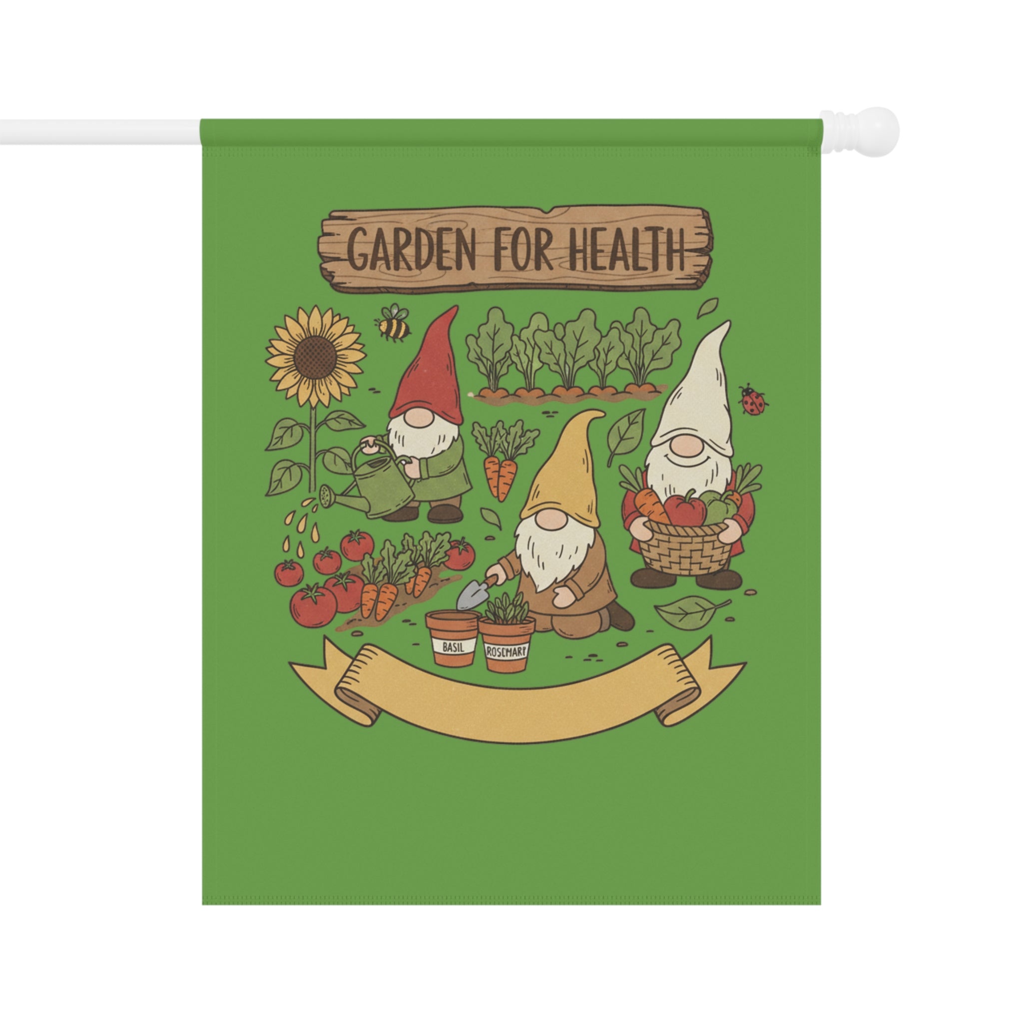 Garden Gnome Flag – "Garden for Health" Decorative House & Garden Banner