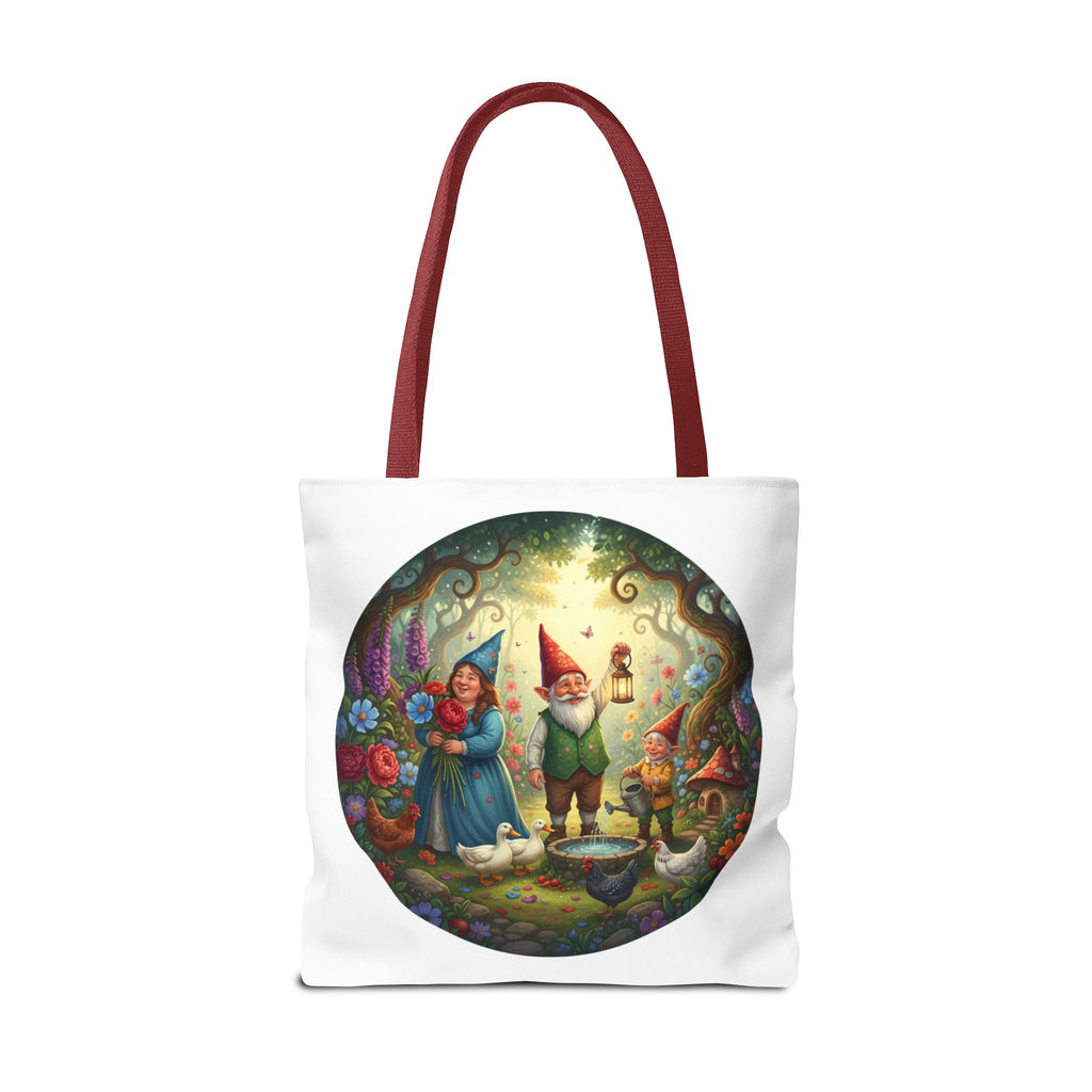 Gnome Garden Tote Bag — Whimsical Fairy Tale Circle Art