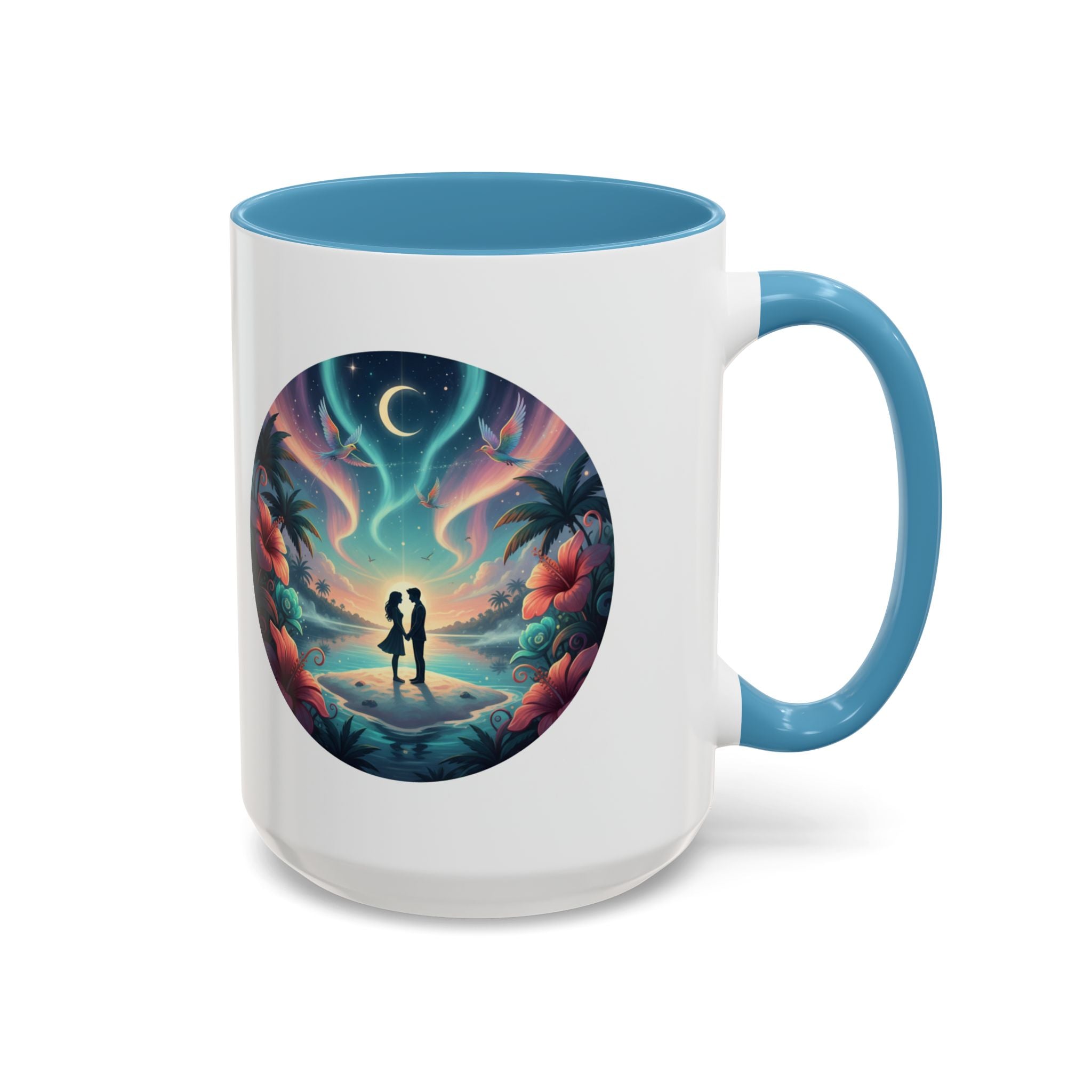 Tropical Sunset Coffee Mug — Romantic Beach Couple Accent Mug (11/15 oz)