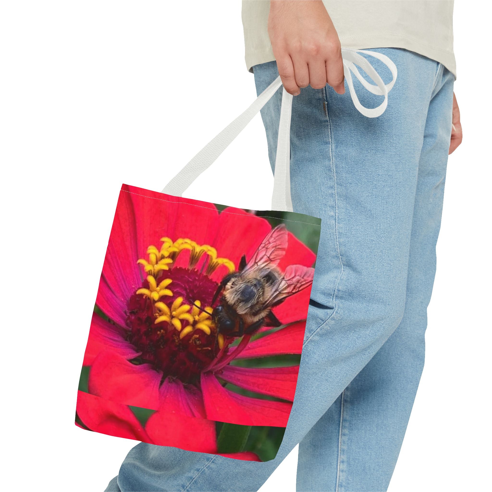 Floral Bee Tote Bag — Red Zinnia Garden Shopper