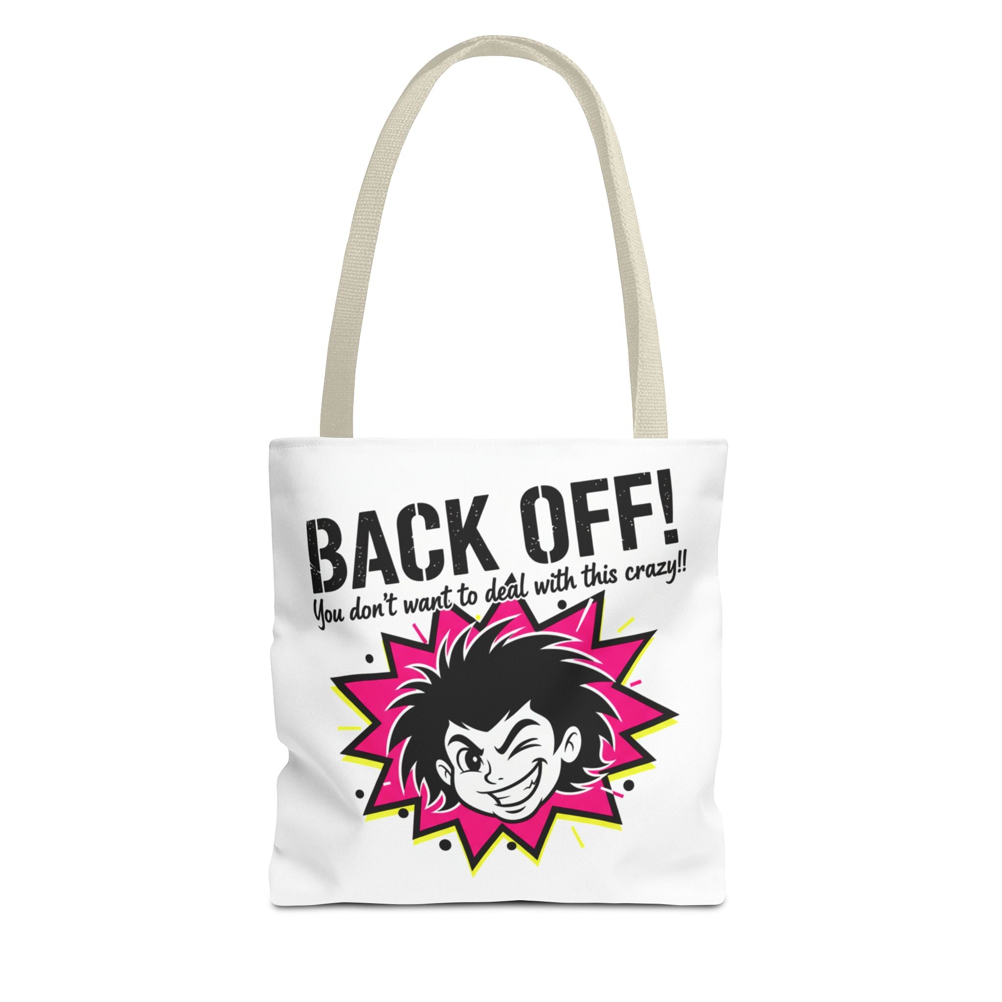 Back Off! Graphic Tote Bag — Funny Retro Punk Design