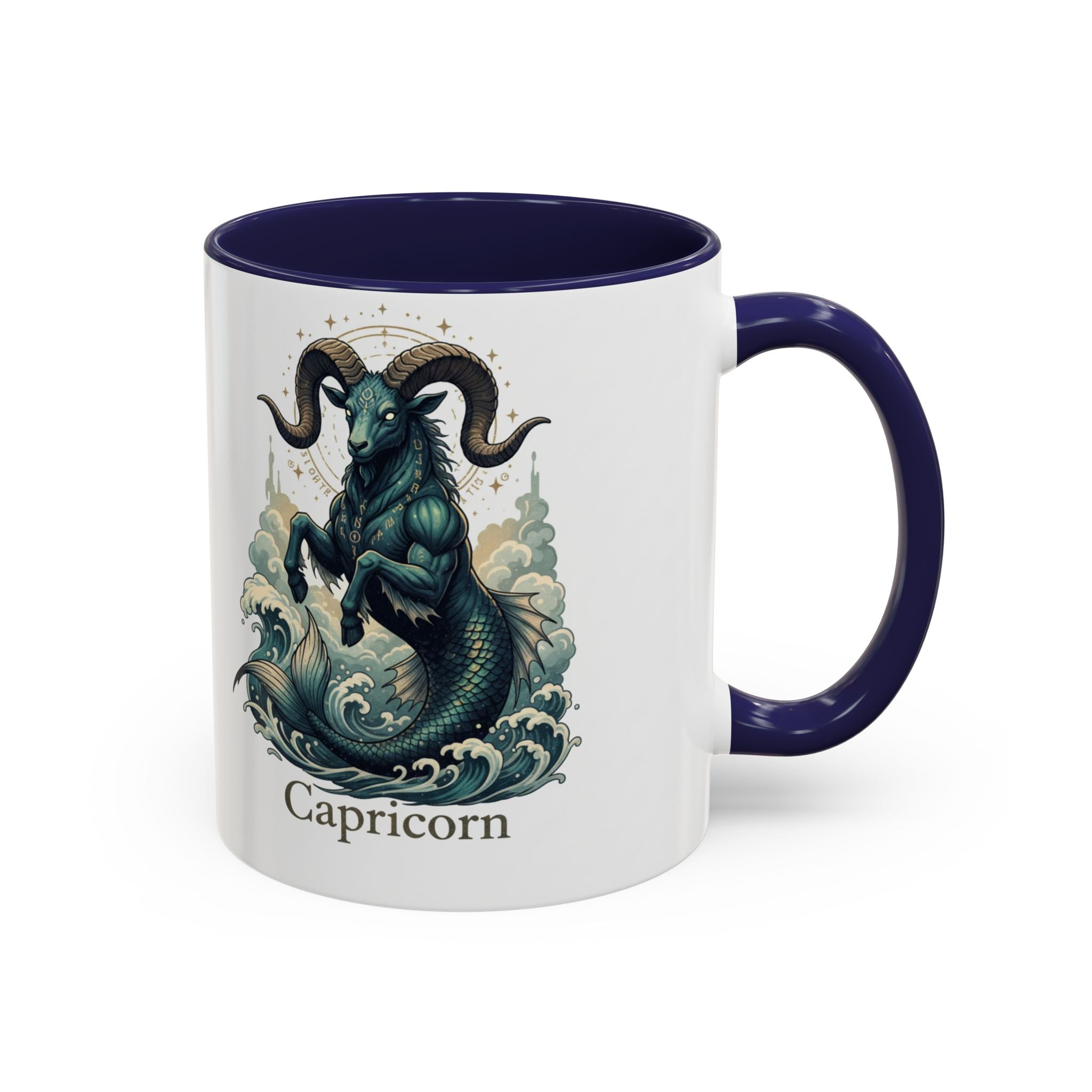 Capricorn Sea-Goat Accent Coffee Mug — Zodiac Astrology Ceramic Gift (11/15oz)