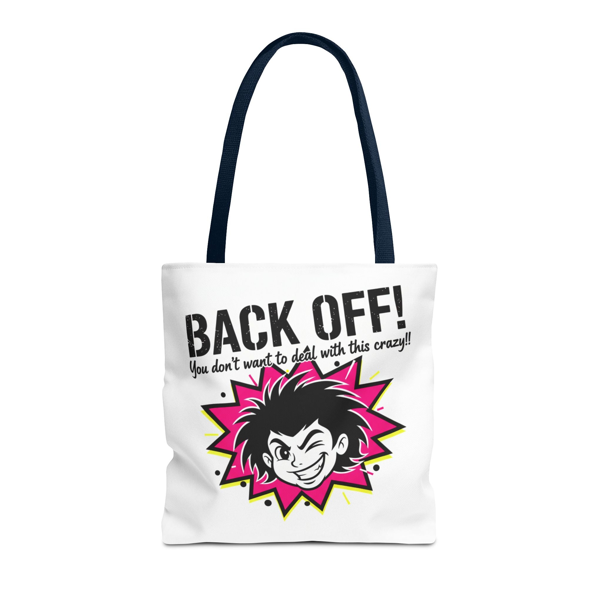 Back Off! Graphic Tote Bag — Funny Retro Punk Design
