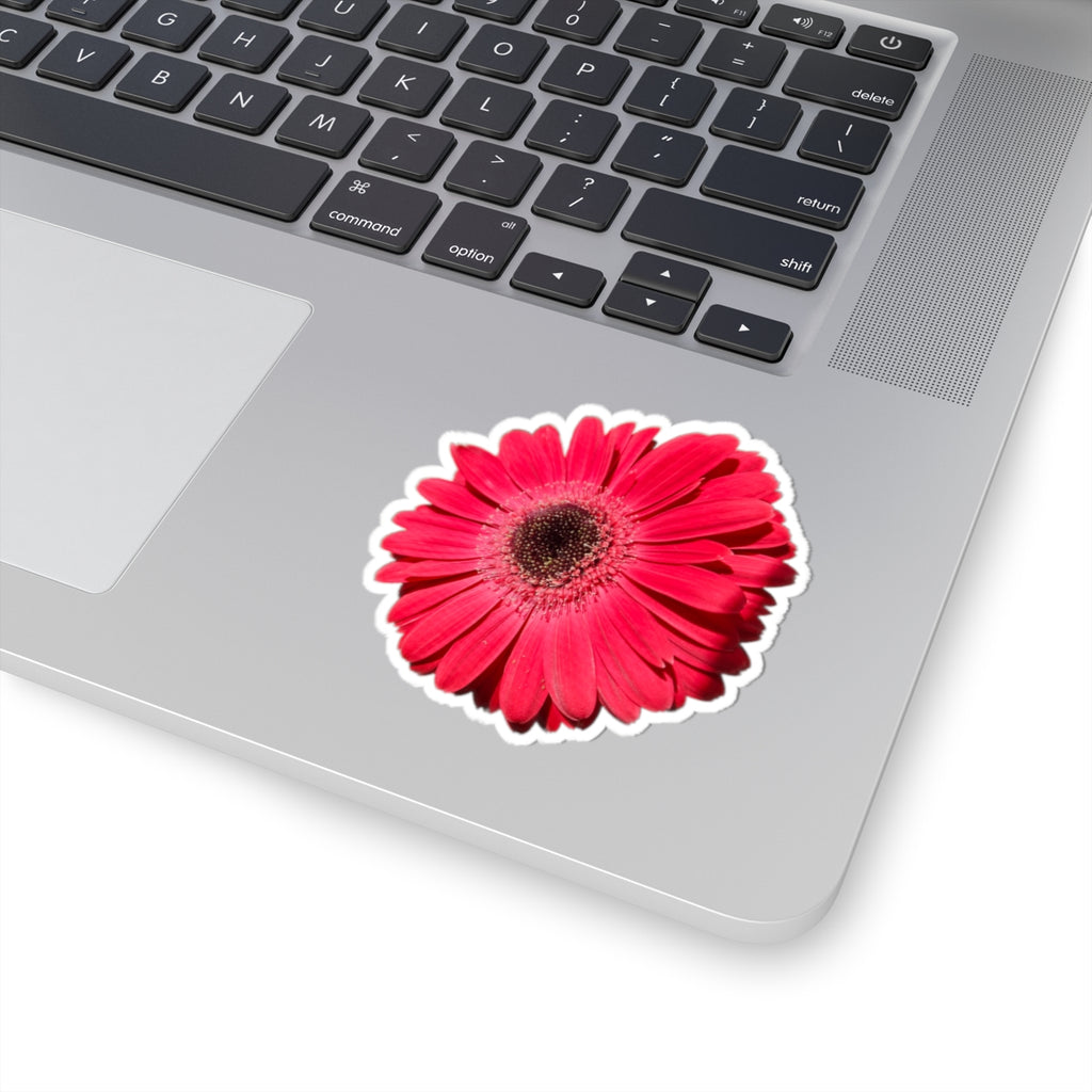 Pink Gerbera Daisy Kiss-Cut Sticker — Floral Laptop & Water Bottle Decal
