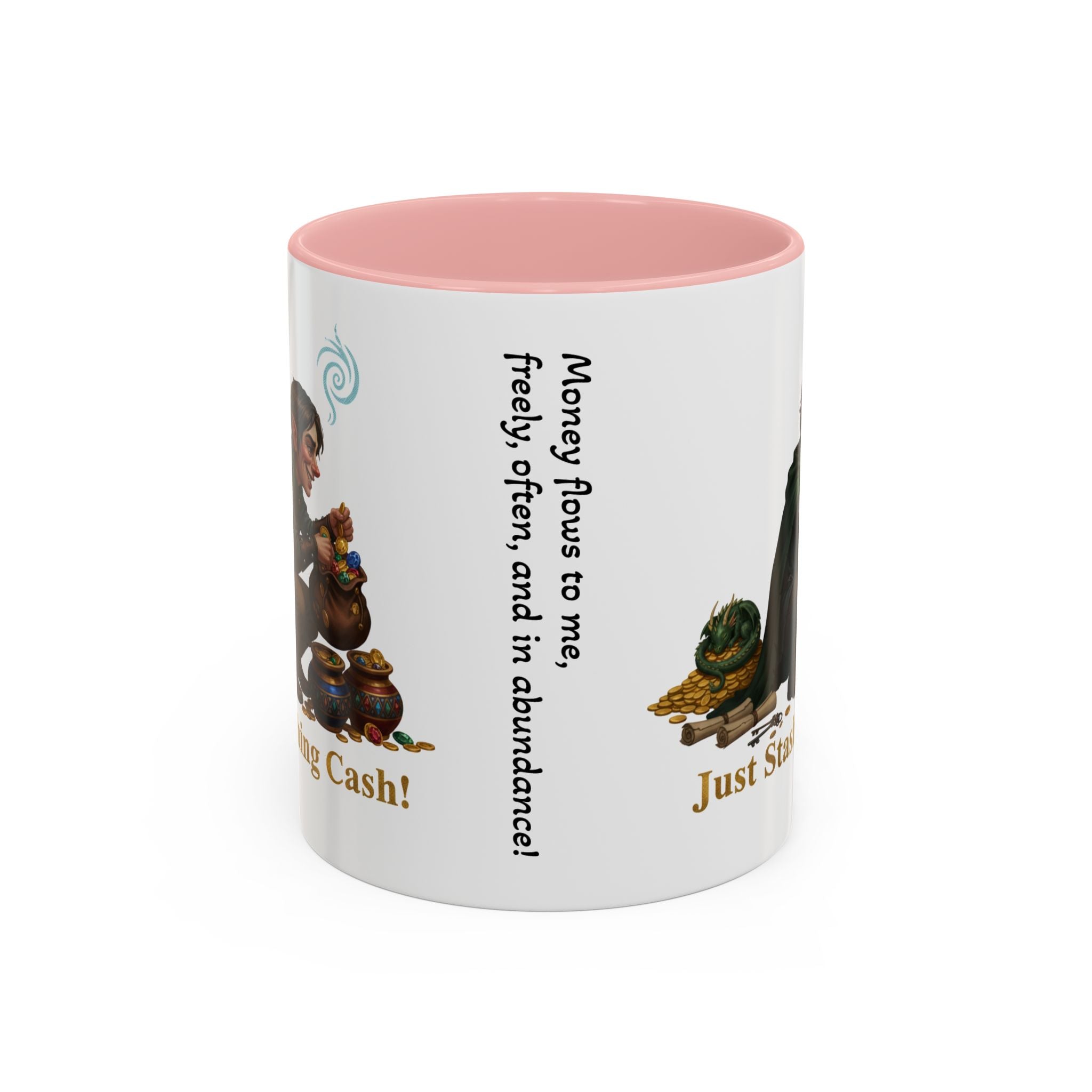 Accent Coffee Mug — "Just Stashing Cash!" Fantasy Gnome Money Mug (11/15oz)
