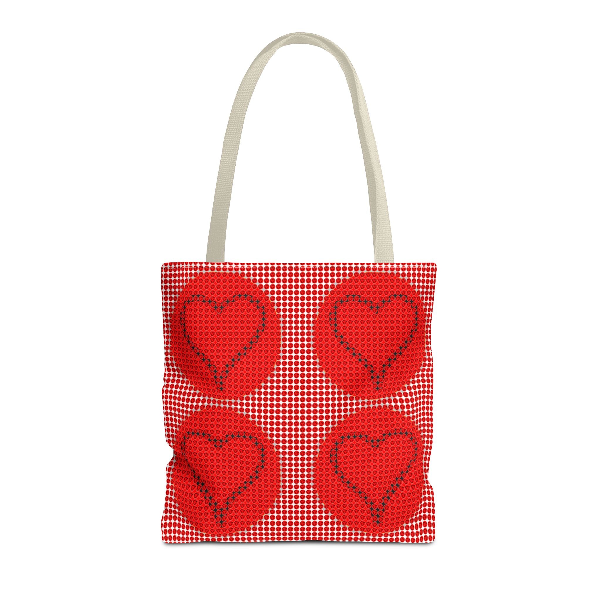 Heart Pattern Tote Bag — Red Valentine All-Over Print Canvas Tote
