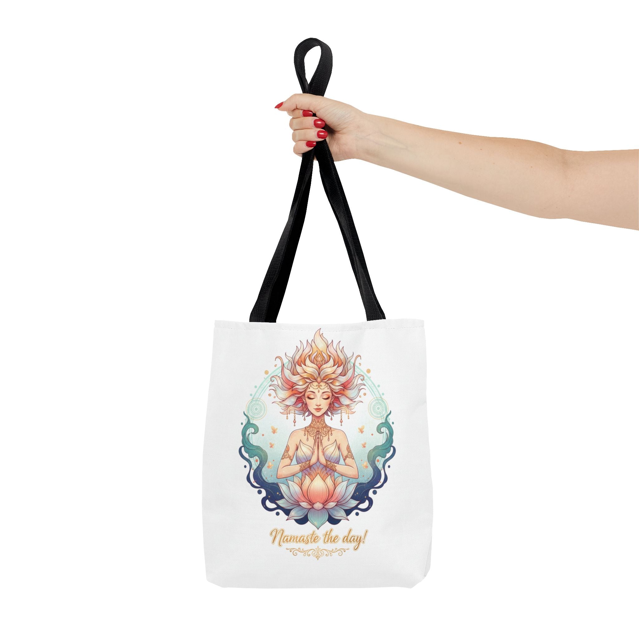 Yoga Lotus Tote Bag — "Namaste the day!" Meditation Canvas Tote
