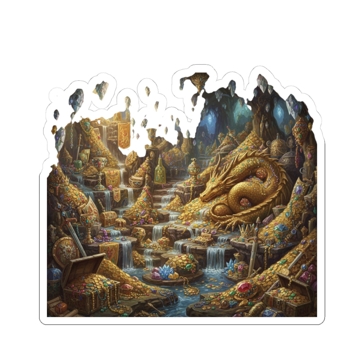 Abundant Wealth Sticker — Dragon Treasure Kiss-Cut Sticker for Laptops & Journals