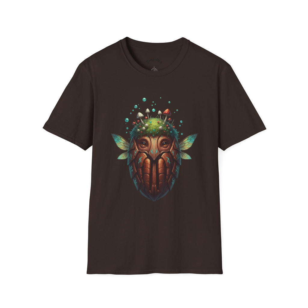 Fantasy Forest Mask T-Shirt — Woodland Creature Tee with Mushroom Crown