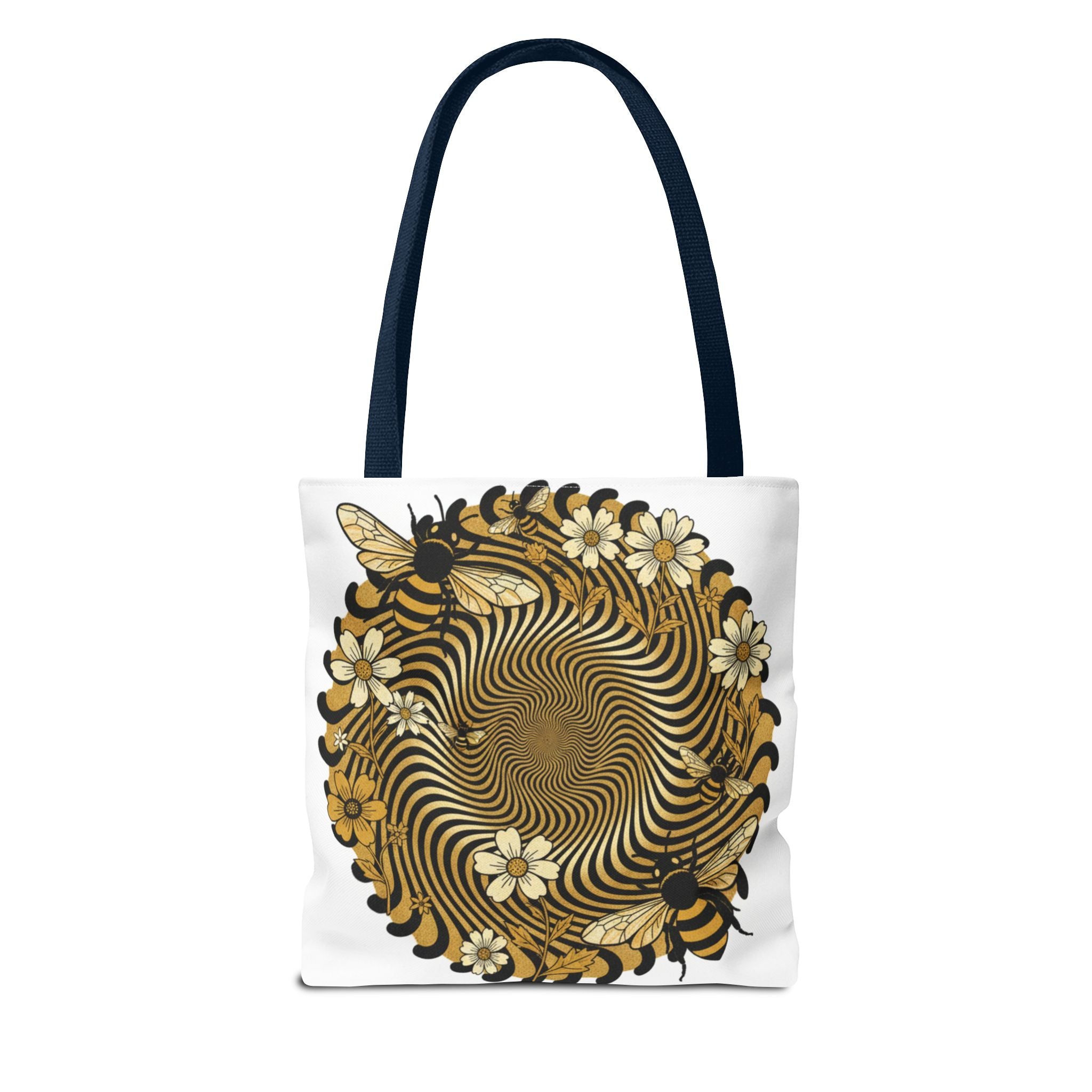 Bee Floral Spiral Tote Bag — Vintage Honeybee Floral Swirl Design