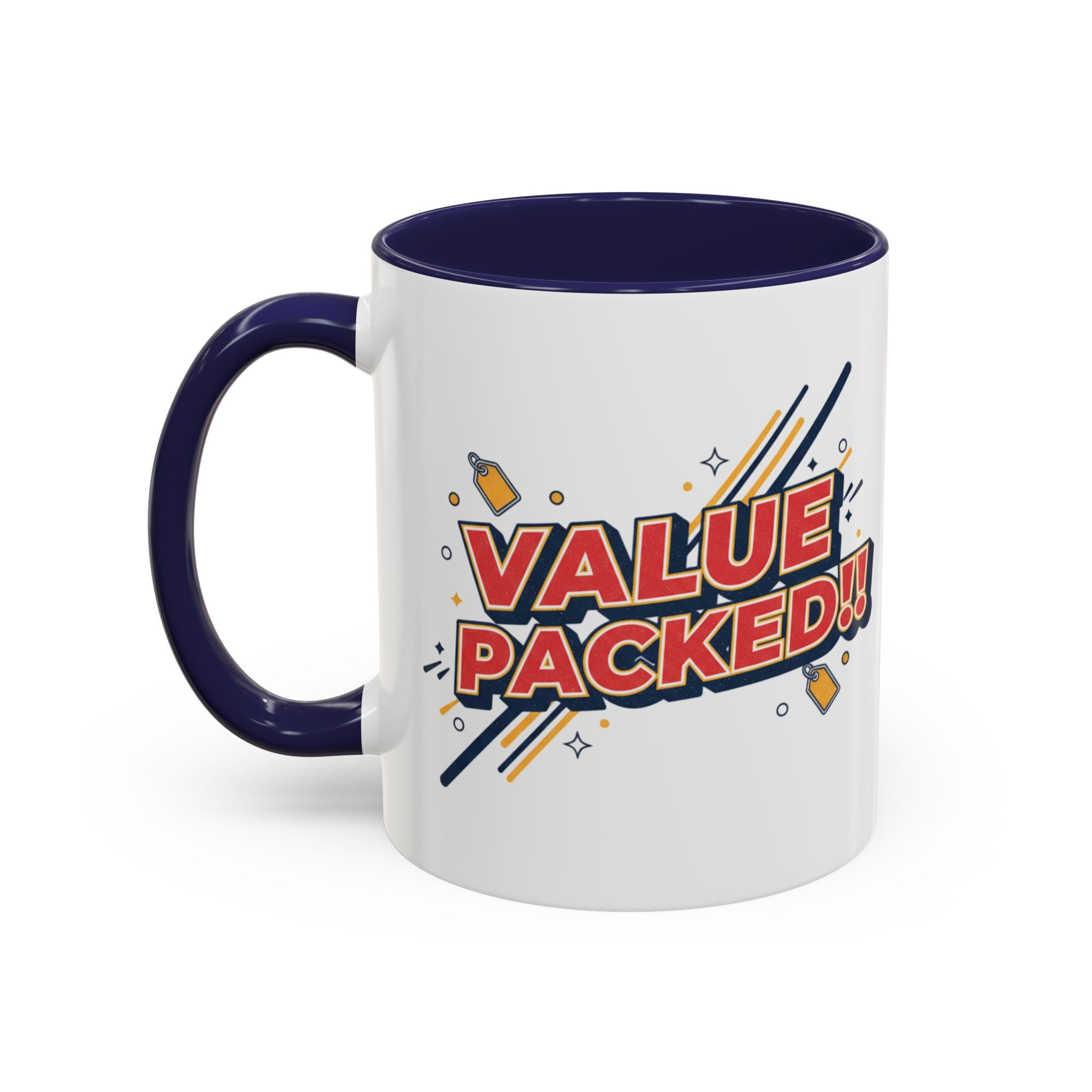 Value Packed!! Accent Coffee Mug — Bold Retro Comic Graphic (11/15 oz)