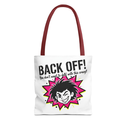 Back Off! Graphic Tote Bag — Funny Retro Punk Design