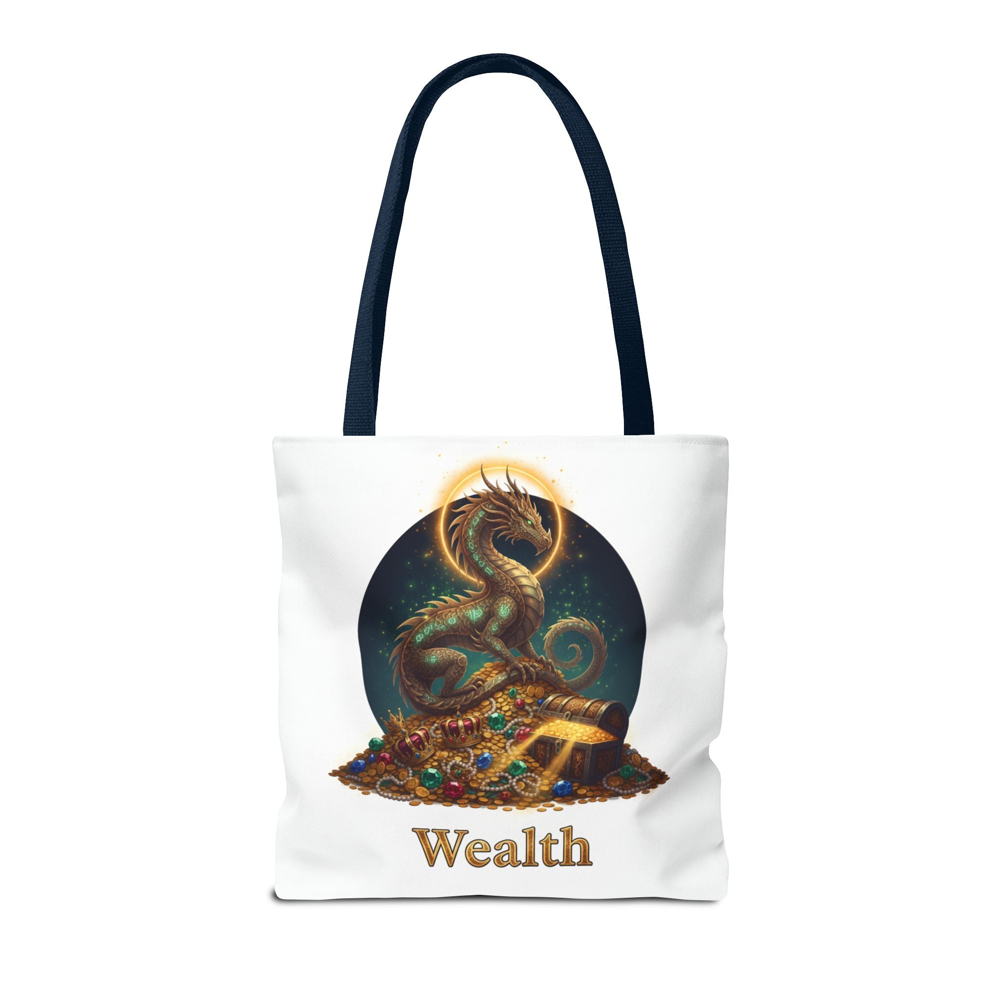 Wealth Dragon Tote Bag — Fantasy Dragon Treasure Illustration Tote