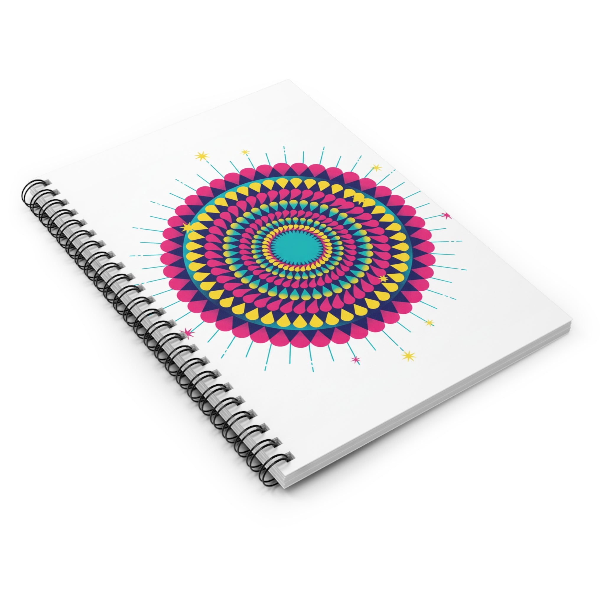 Mandala Spiral Notebook — Colorful Geometric Ruled Journal