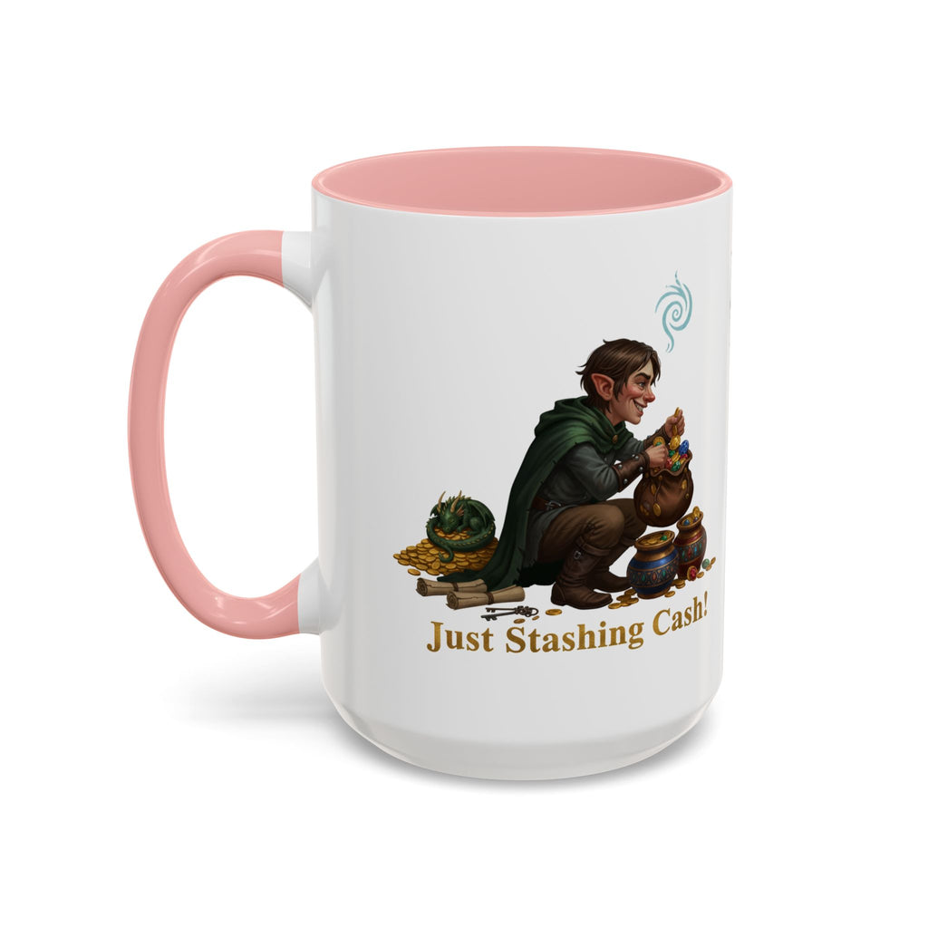 Accent Coffee Mug — "Just Stashing Cash!" Fantasy Gnome Money Mug (11/15oz)