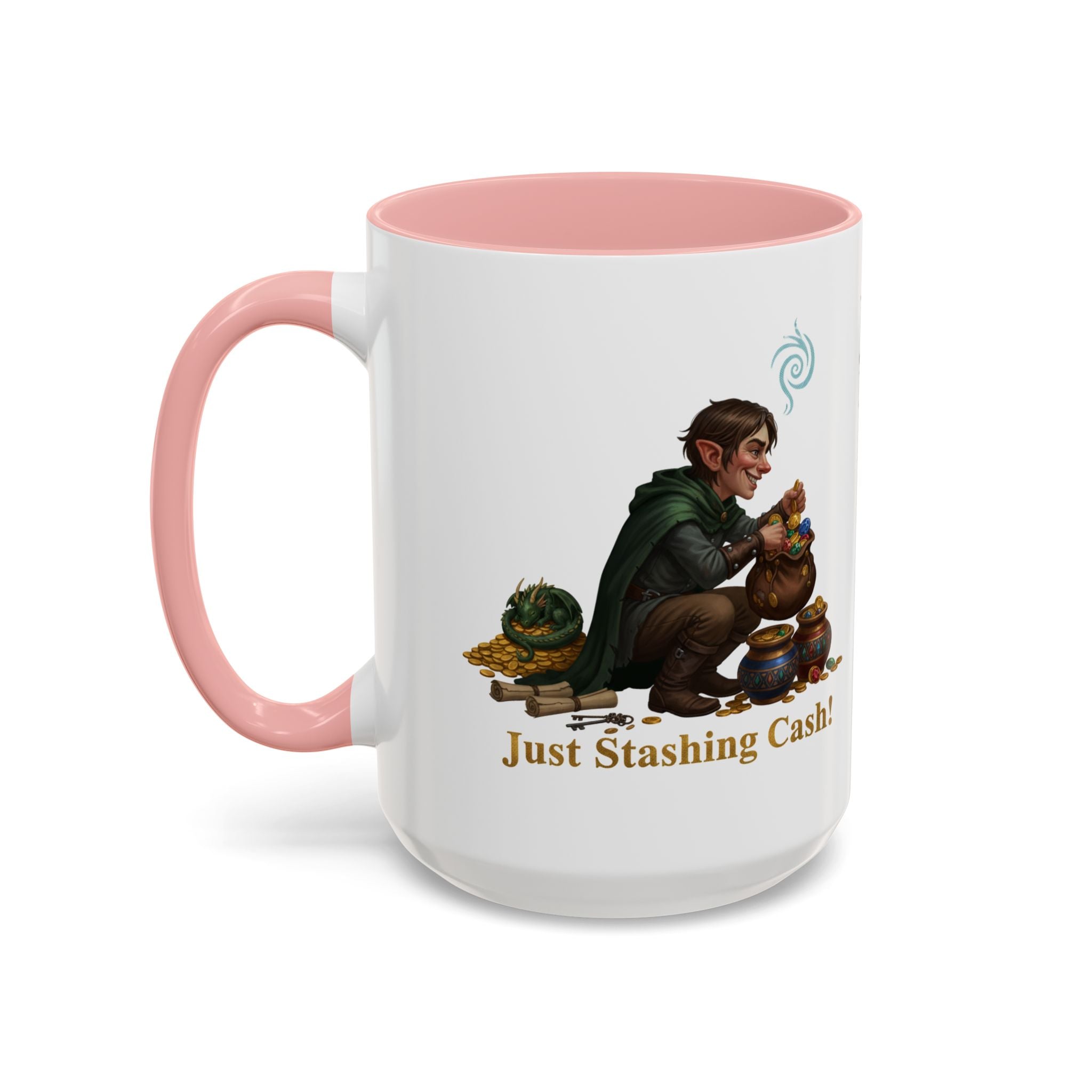 Accent Coffee Mug — "Just Stashing Cash!" Fantasy Gnome Money Mug (11/15oz)