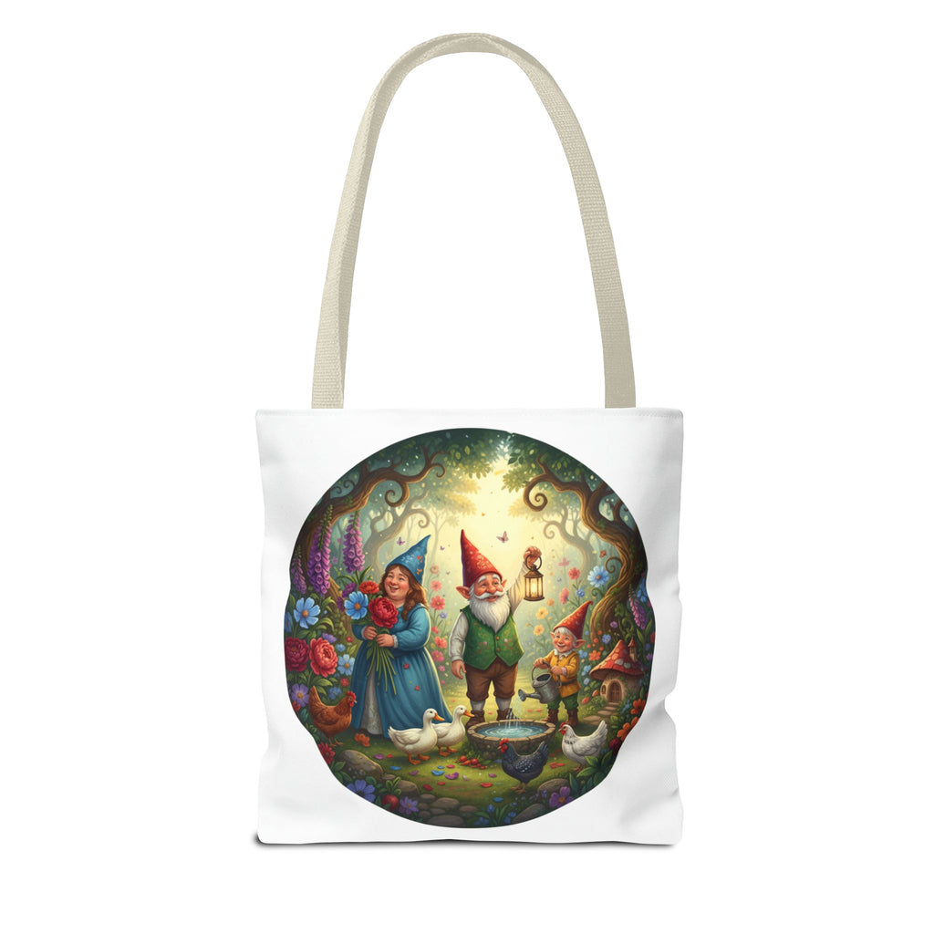 Gnome Garden Tote Bag — Whimsical Fairy Tale Circle Art