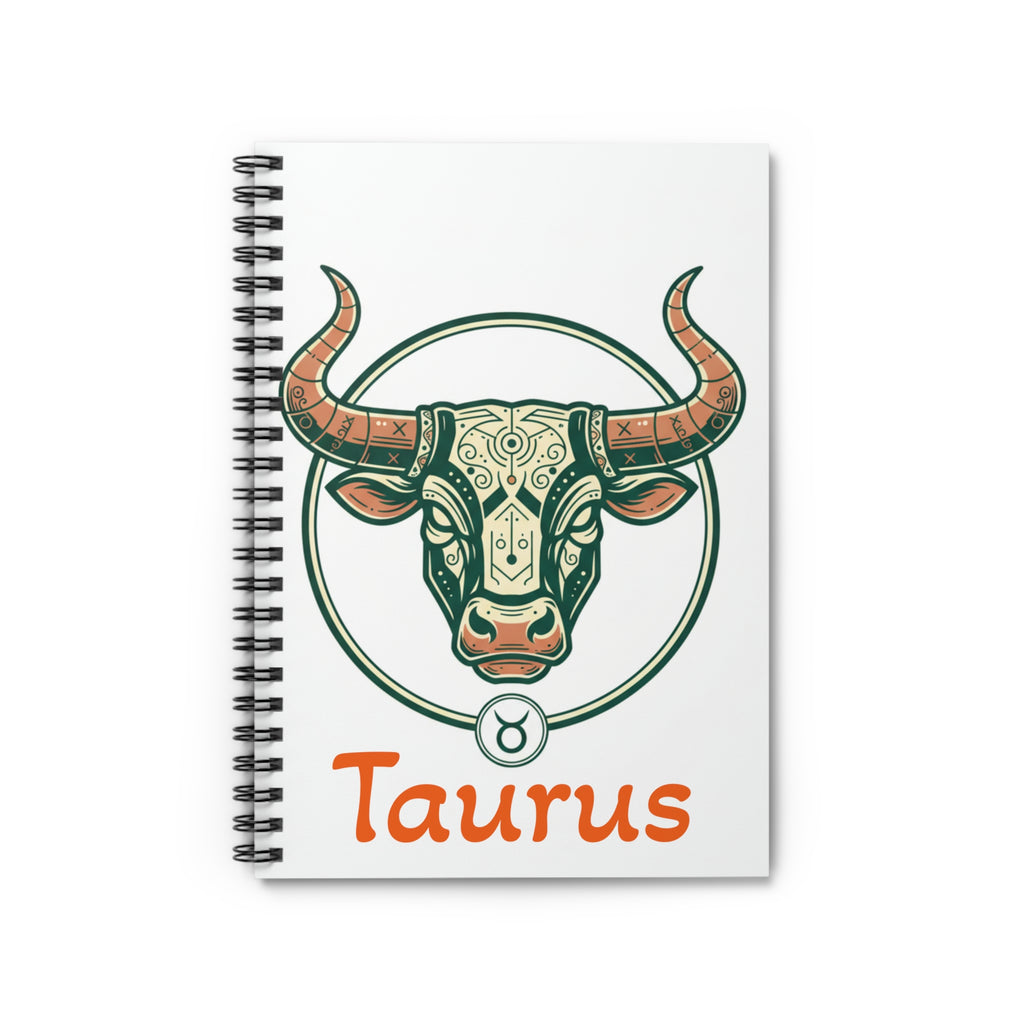 Taurus Zodiac Notebook — Bull Head Spiral Ruled Journal