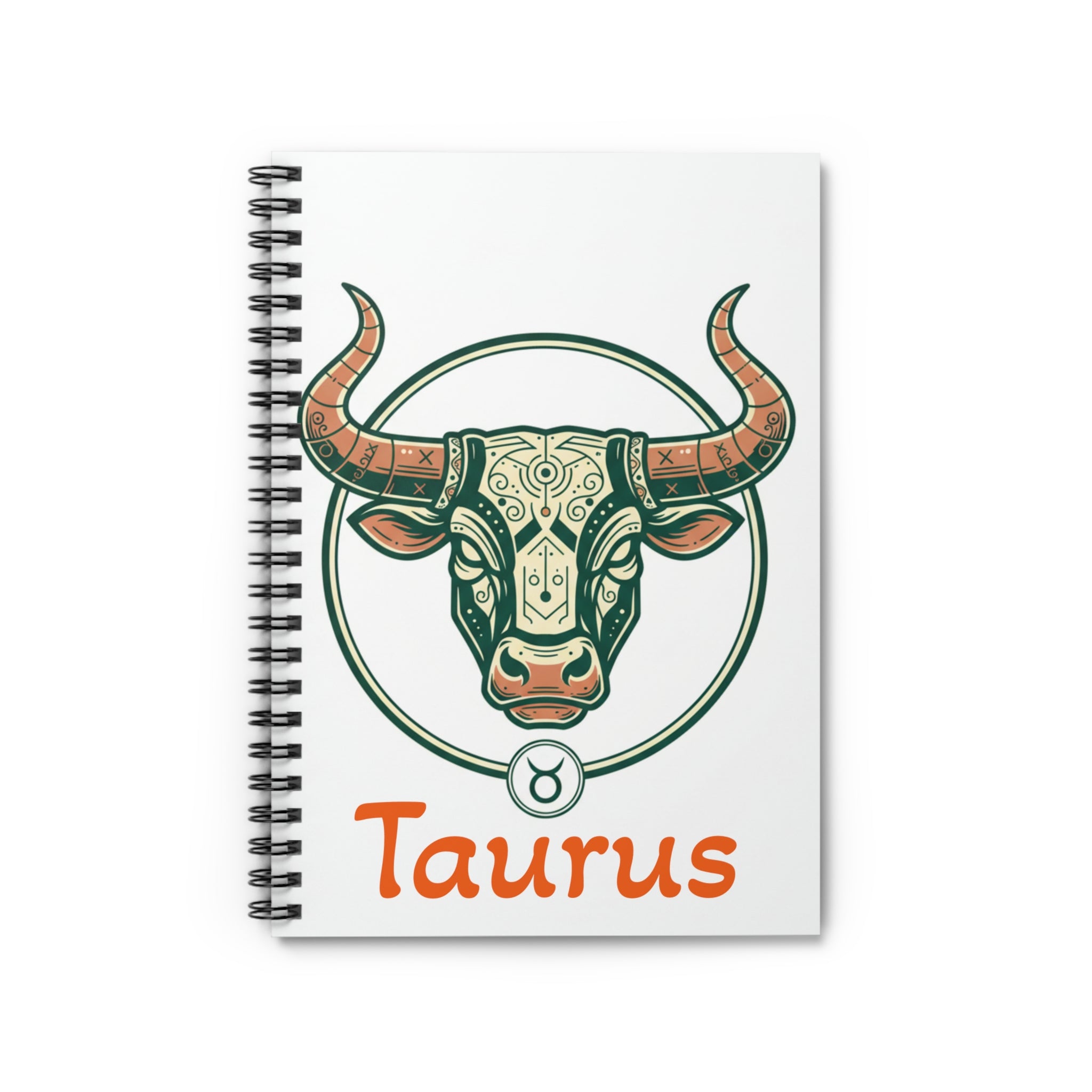 Taurus Zodiac Notebook — Bull Head Spiral Ruled Journal