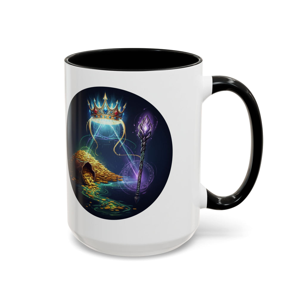 Magic Crown Coffee Mug — Fantasy Wizard Staff & Spilled Gold Accent Mug (11/15 oz)