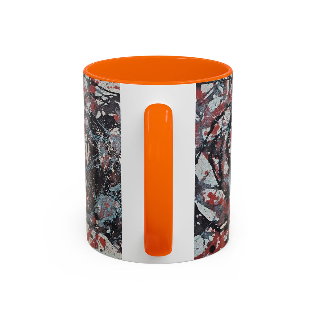 Abstract Splatter Accent Coffee Mug — Red, Black & White Artistic Design (11/15oz)