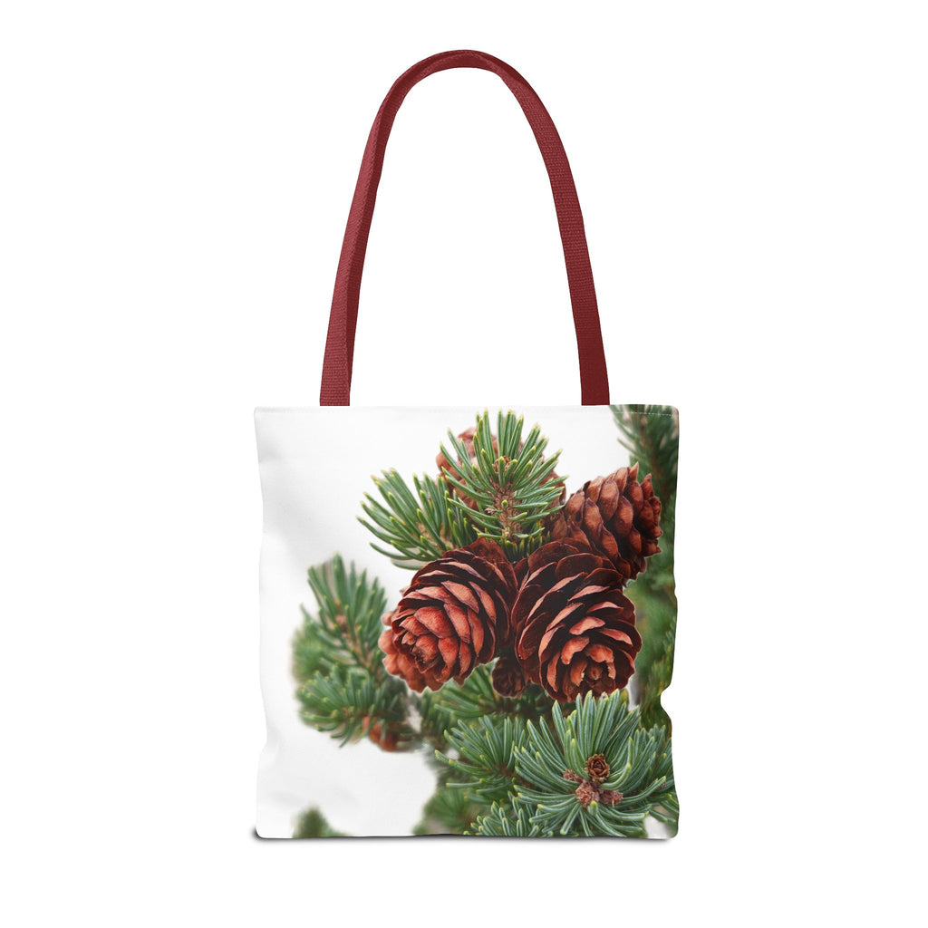 Pinecone Winter Tote Bag — Botanical Evergreen Holiday Market Bag