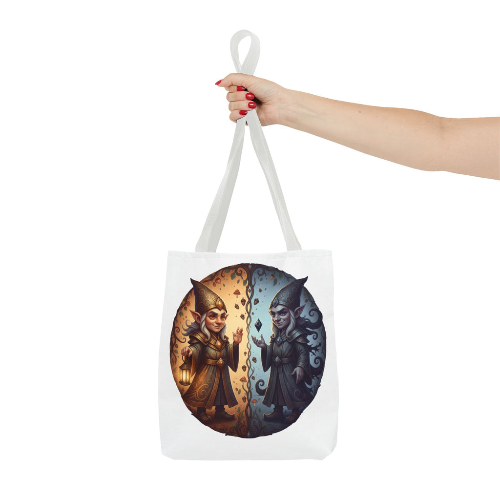 Gnome Duality Tote Bag — Day & Night Fantasy Illustration