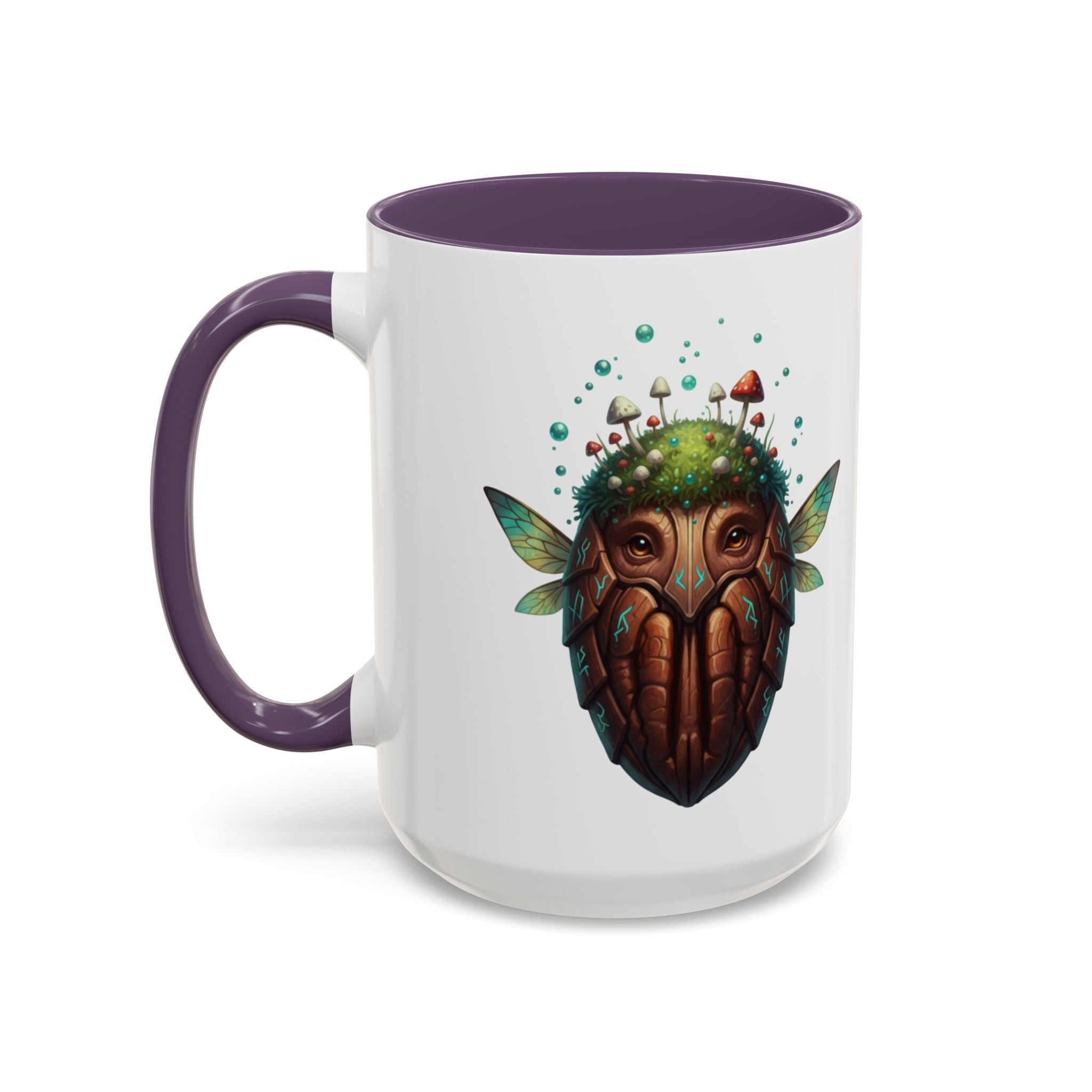 Mushroom Forest Mask Accent Coffee Mug — Fantasy Woodland Creature 11/15oz