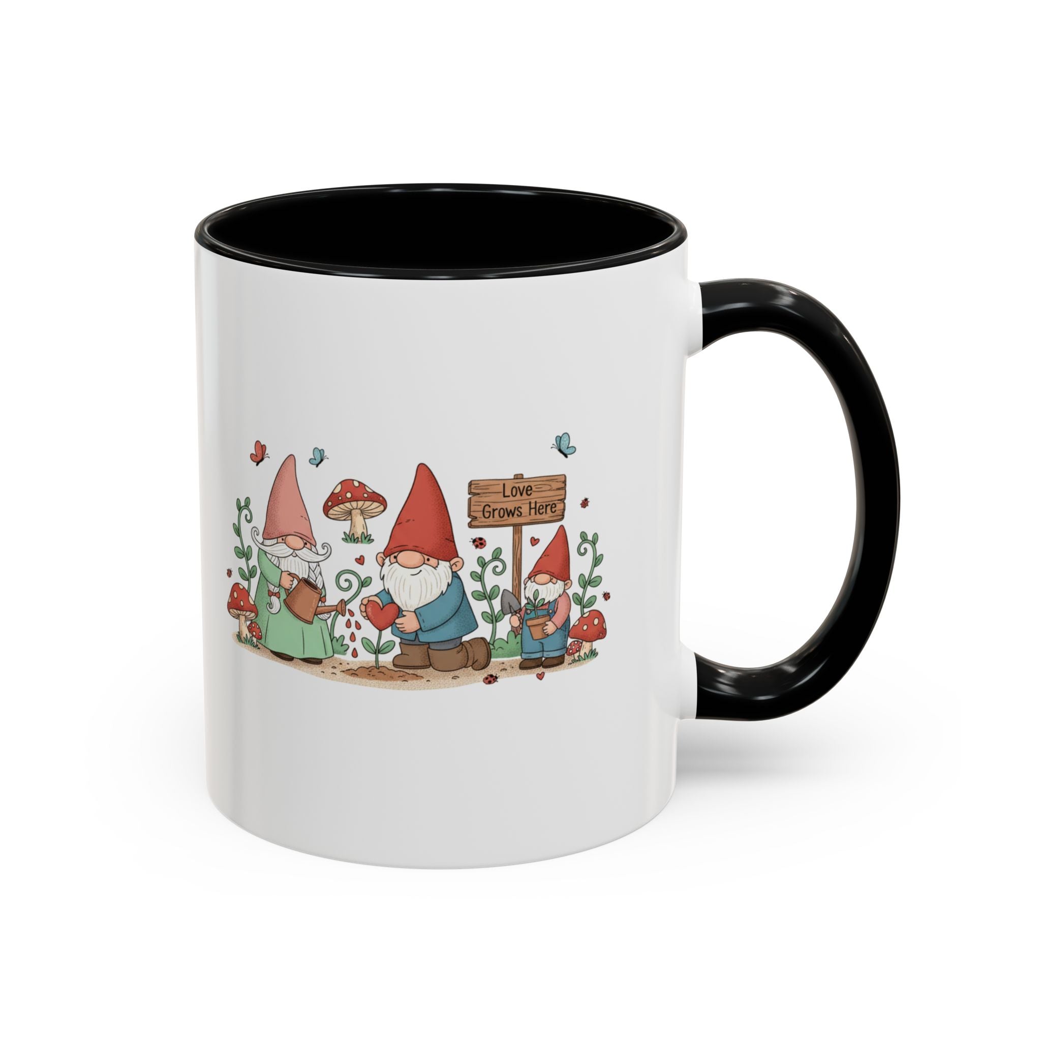 Gnome Garden Coffee Mug — Cute ‘Love Grows Here’ Accent Mug