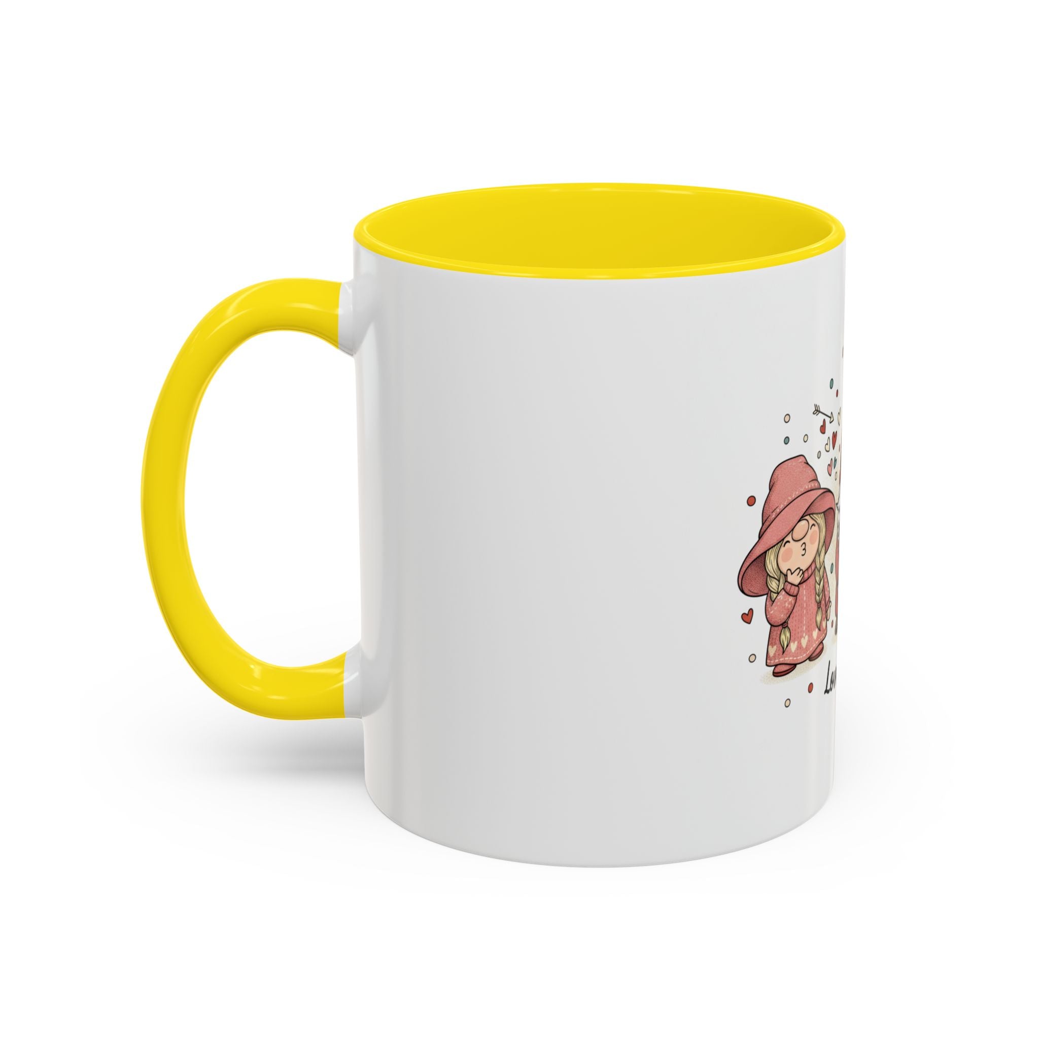 Love Gnomes Accent Coffee Mug — Cute Valentine Heart Gnome Tea Cup (11/15oz)