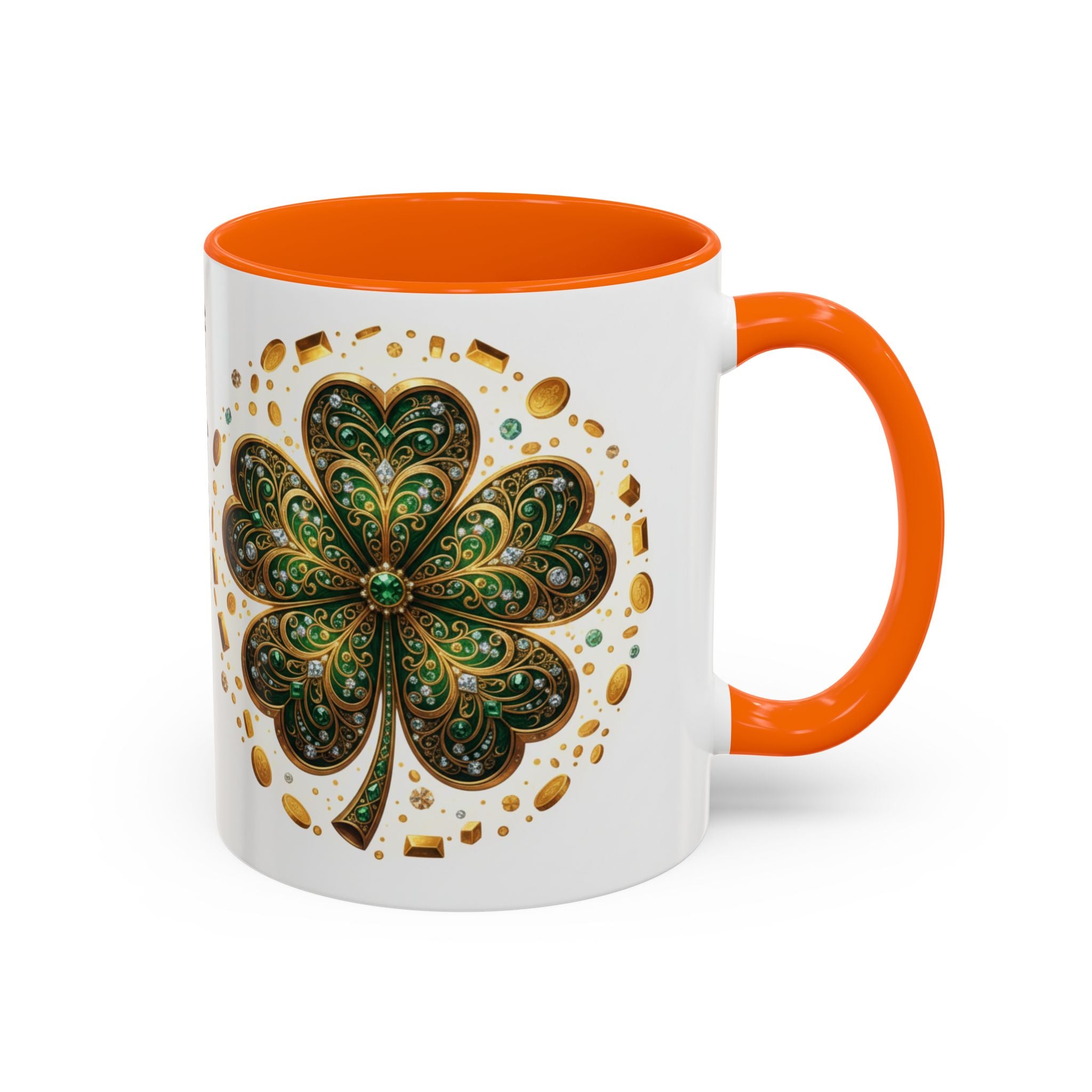 St. Patrick's Shamrock Coffee Mug — "Money Flows to Me" Lucky Charm Accent Mug