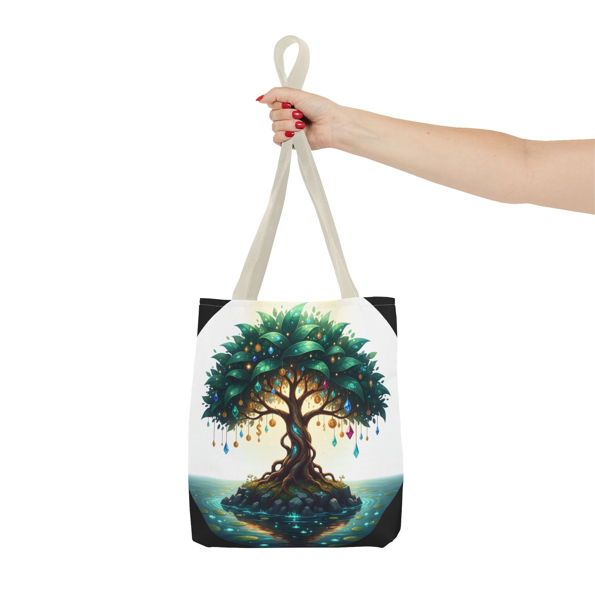 Enchanted Tree Tote Bag - Mystical Gem-Decorated Tree All-Over Print